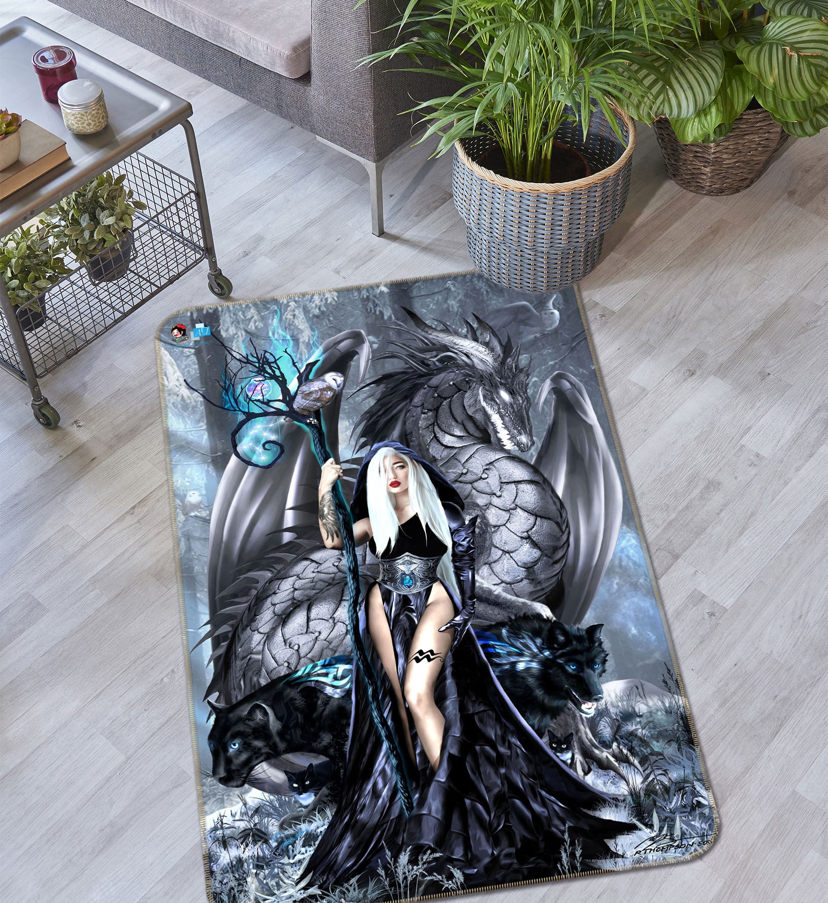 3D Dragon Girl 8221 Ruth Thompson Rug Non Slip Rug Mat