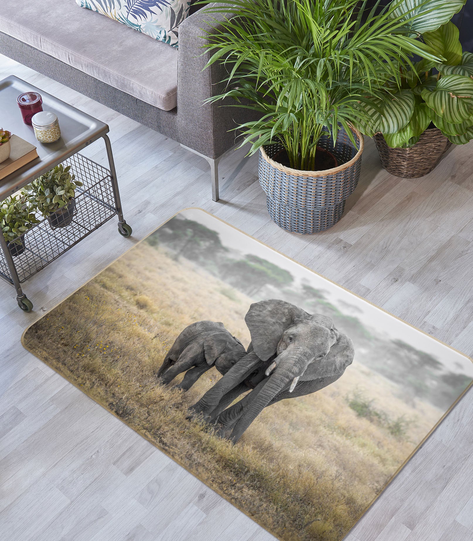 3D Steppe Elephant 1104 Marco Carmassi Rug Non Slip Rug Mat