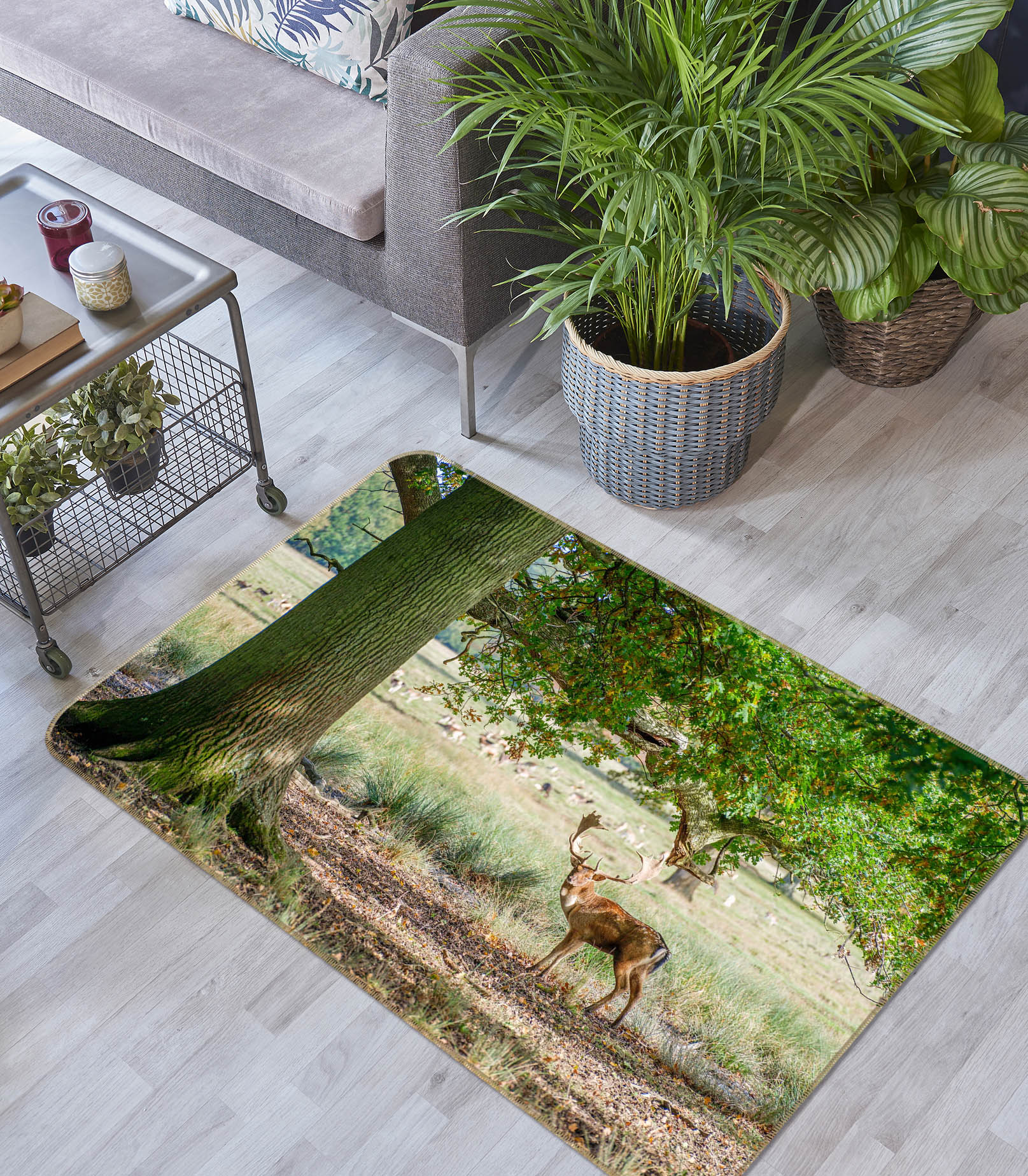 3D Big Tree Fawn 152 Assaf Frank Rug Non Slip Rug Mat