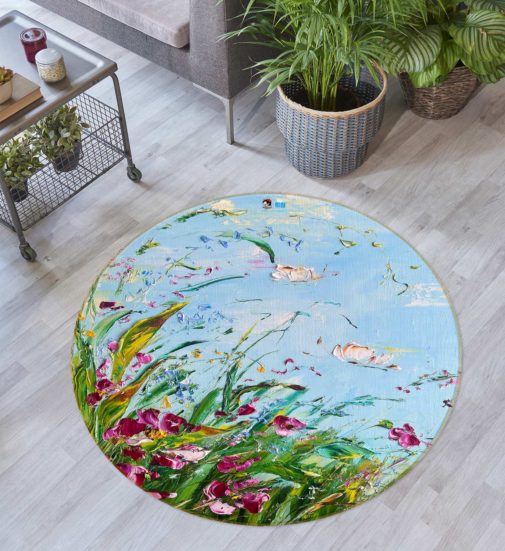 3D Garden Leaves 812 Skromova Marina Rug Round Non Slip Rug Mat