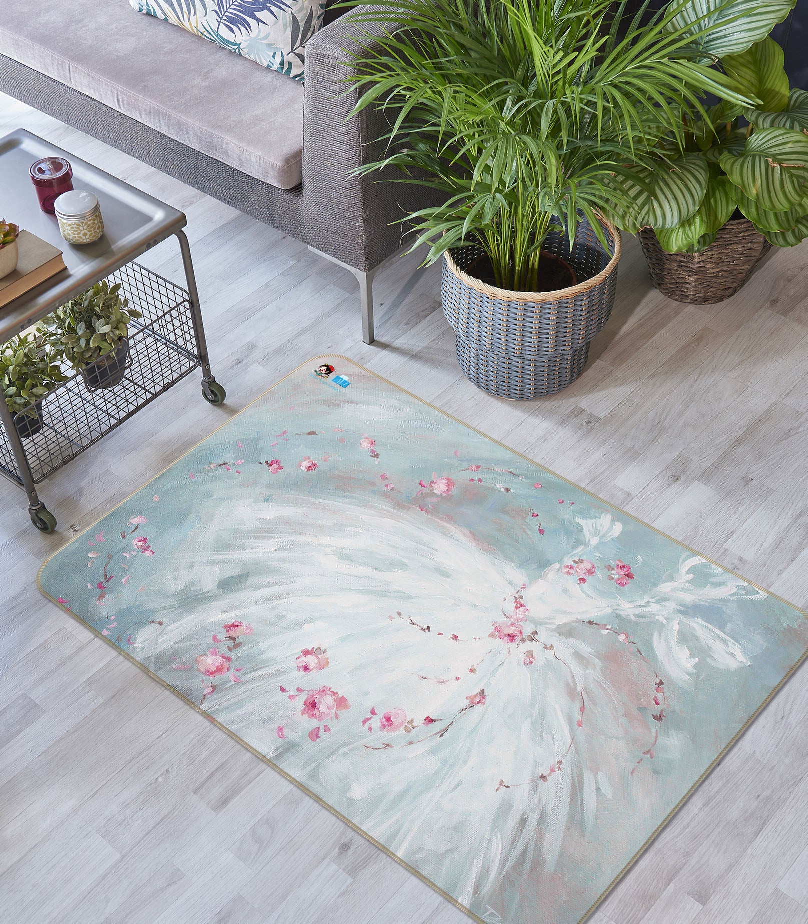 3D Petal White Dress 0151 Debi Coules Rug Non Slip Rug Mat