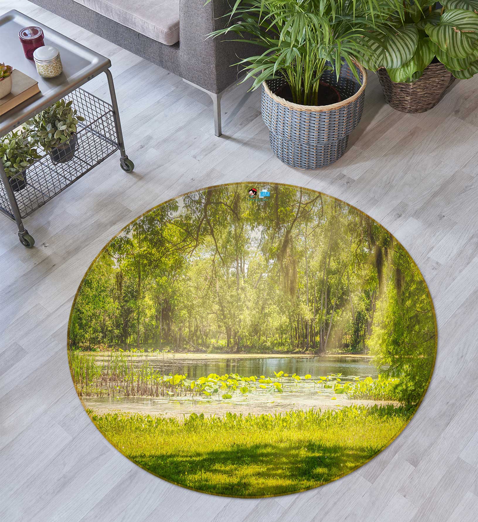 3D Green Trees Lawn 5060 Beth Sheridan Rug Round Non Slip Rug Mat