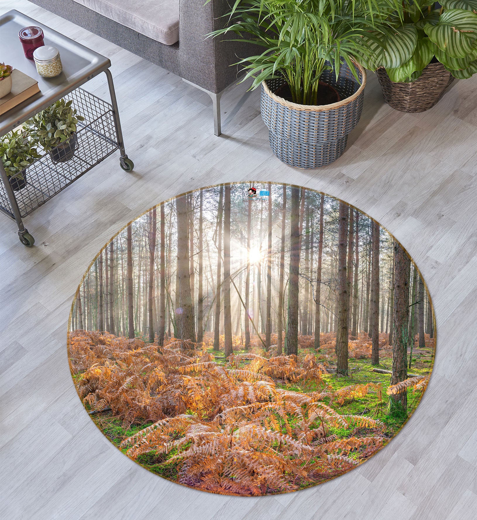 3D Sunshine Forest 7371 Assaf Frank Rug Round Non Slip Rug Mat