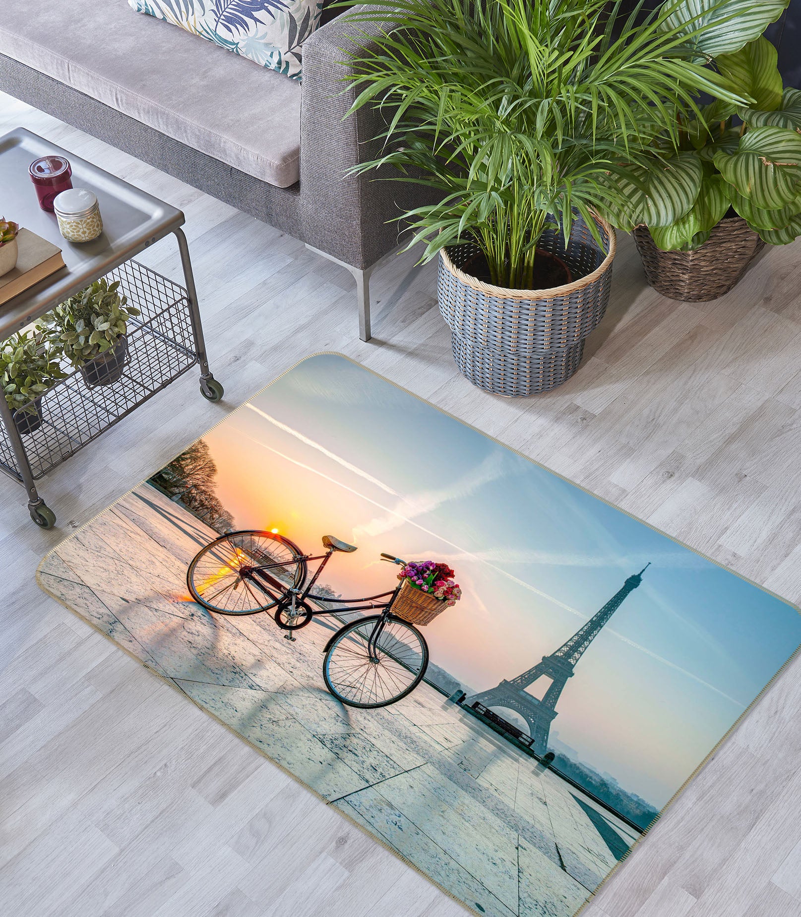 3D Eiffel Tower 1003 Assaf Frank Rug Non Slip Rug Mat