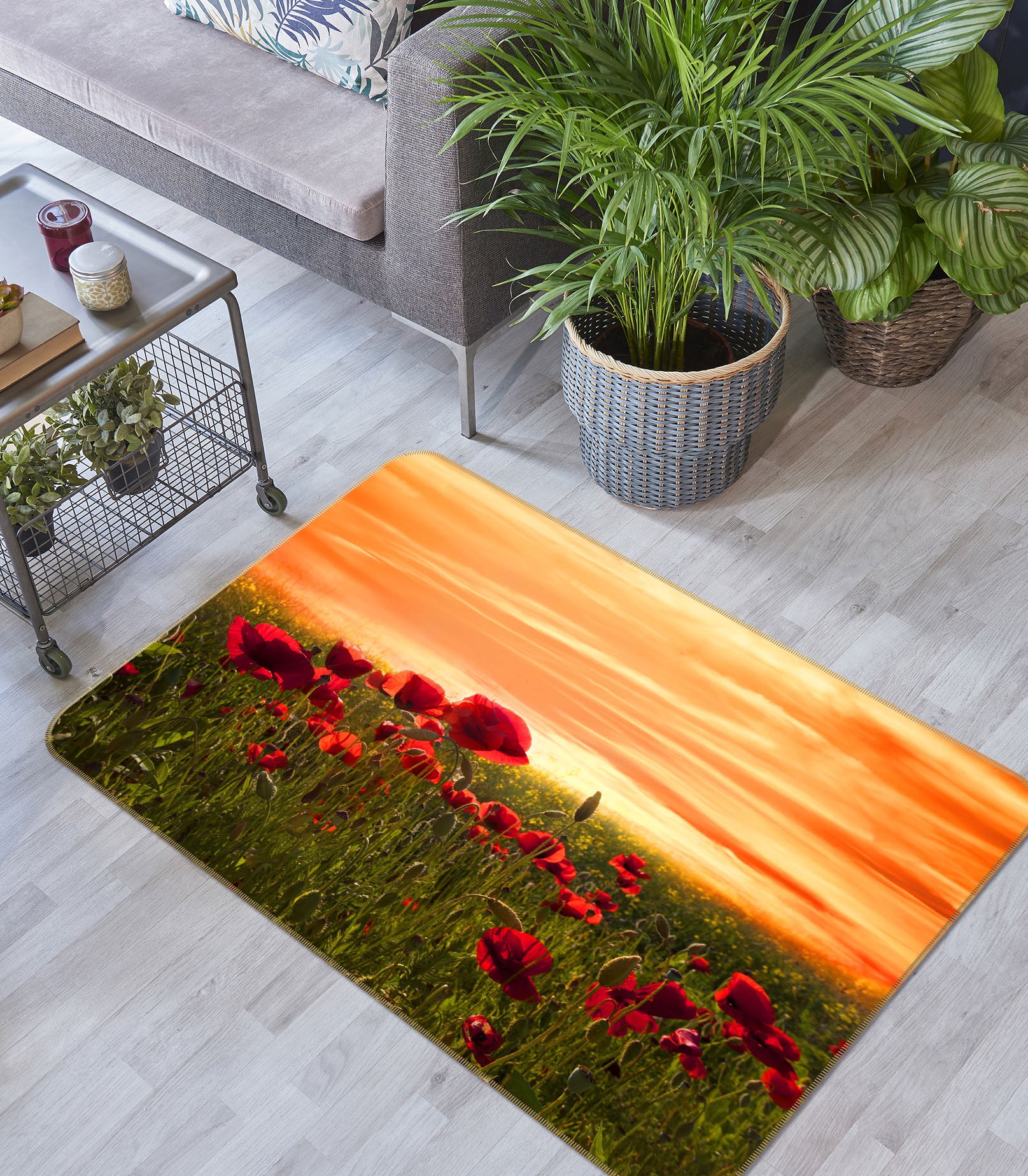 3D Red Flowers 1142 Marco Carmassi Rug Non Slip Rug Mat