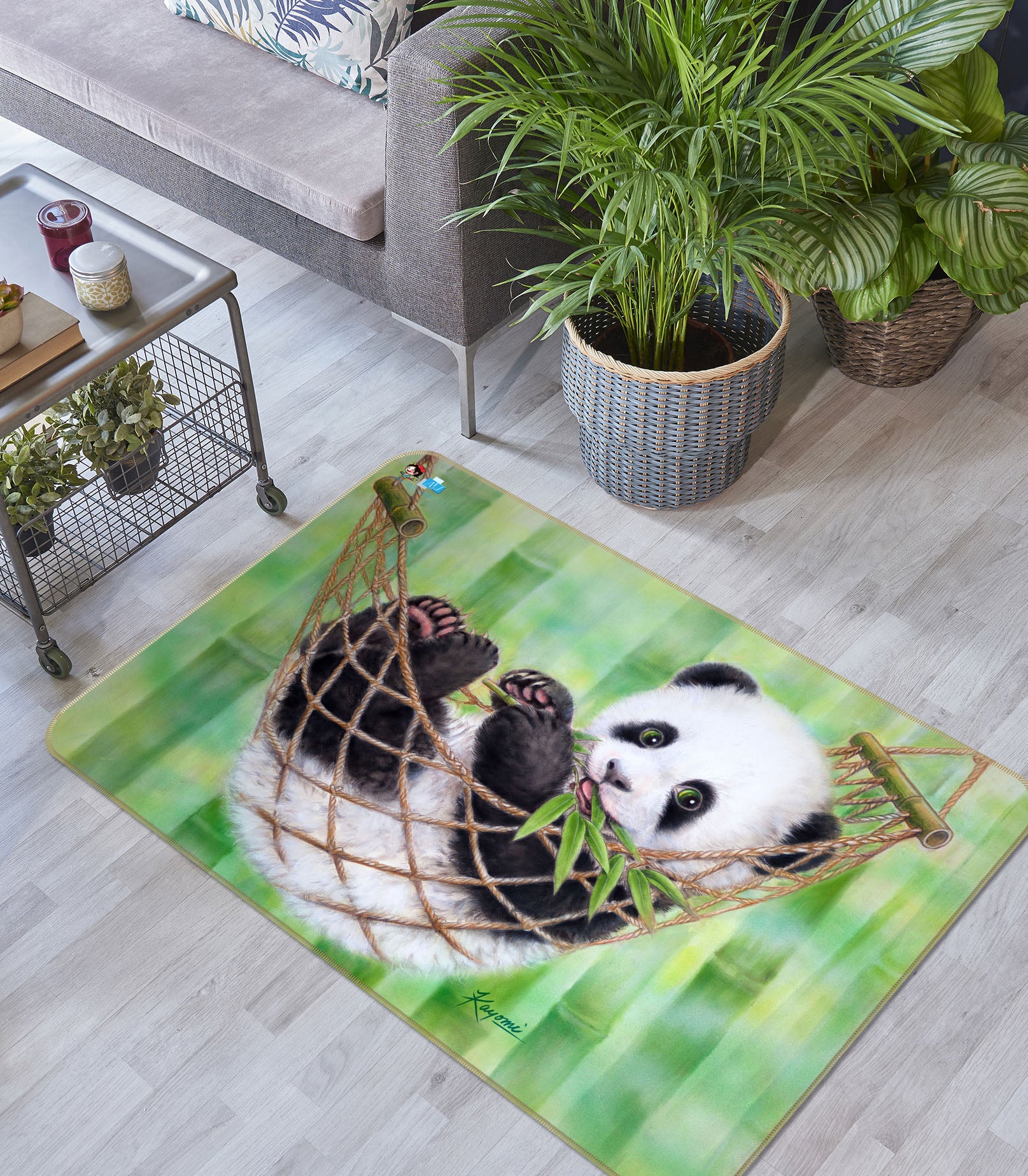 3D Cute Panda 5618 Kayomi Harai Rug Non Slip Rug Mat