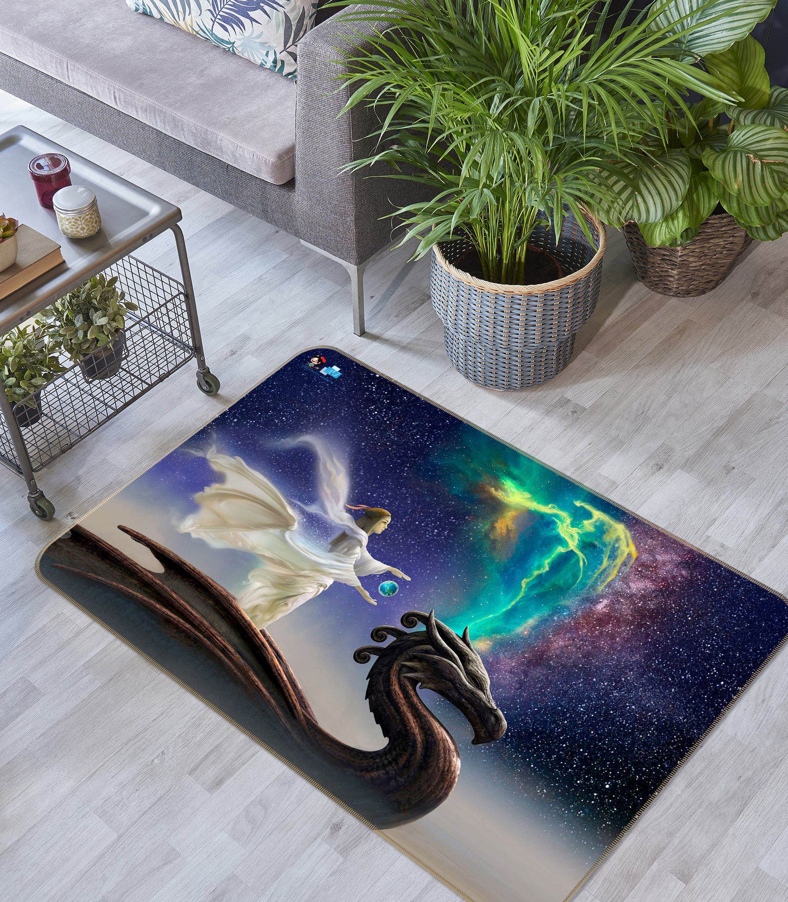 3D Dragon Starry Sky 5176 Ciruelo Rug Non Slip Rug Mat