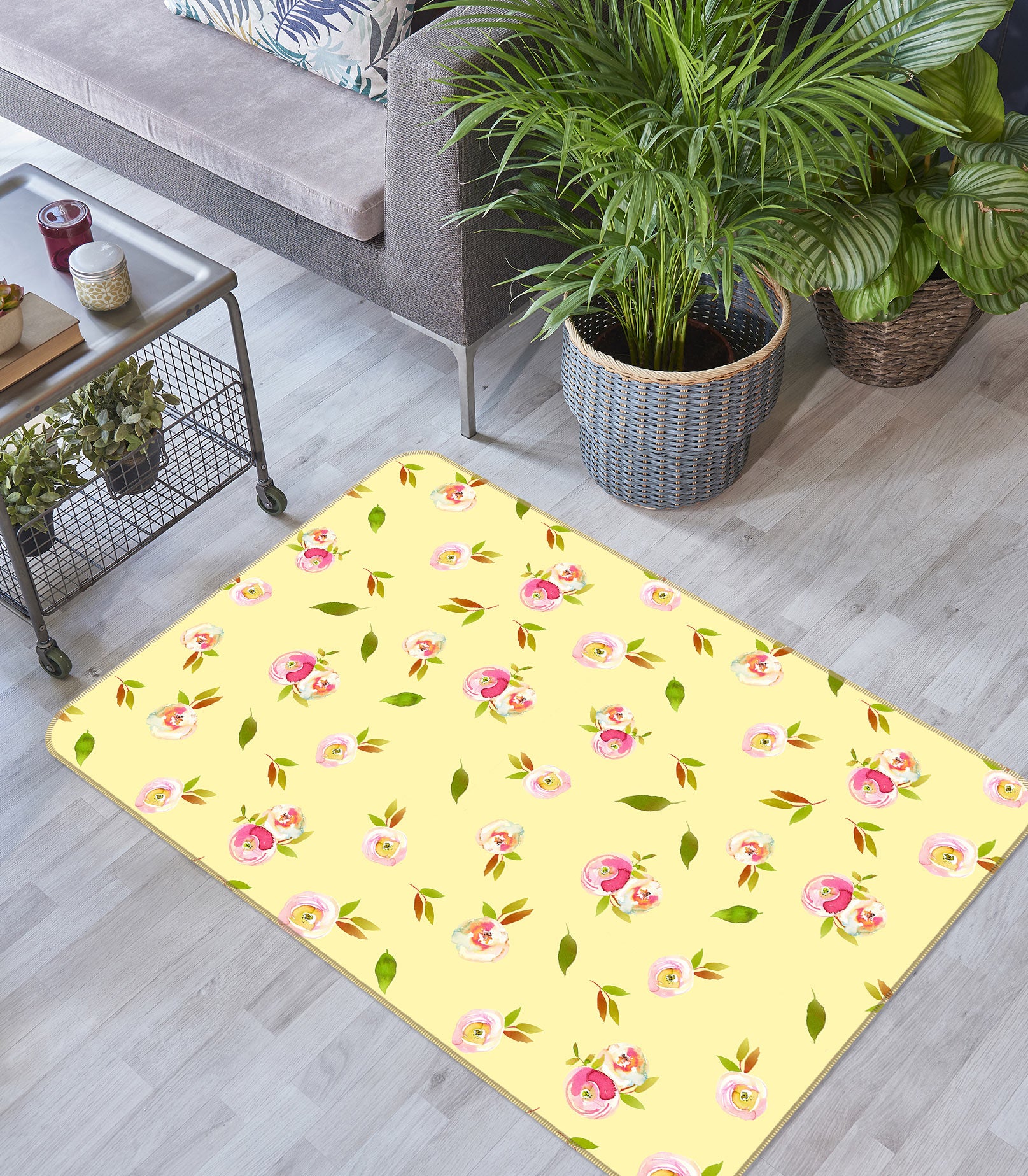 3D Yellow Flower 045 Uta Naumann Rug Non Slip Rug Mat