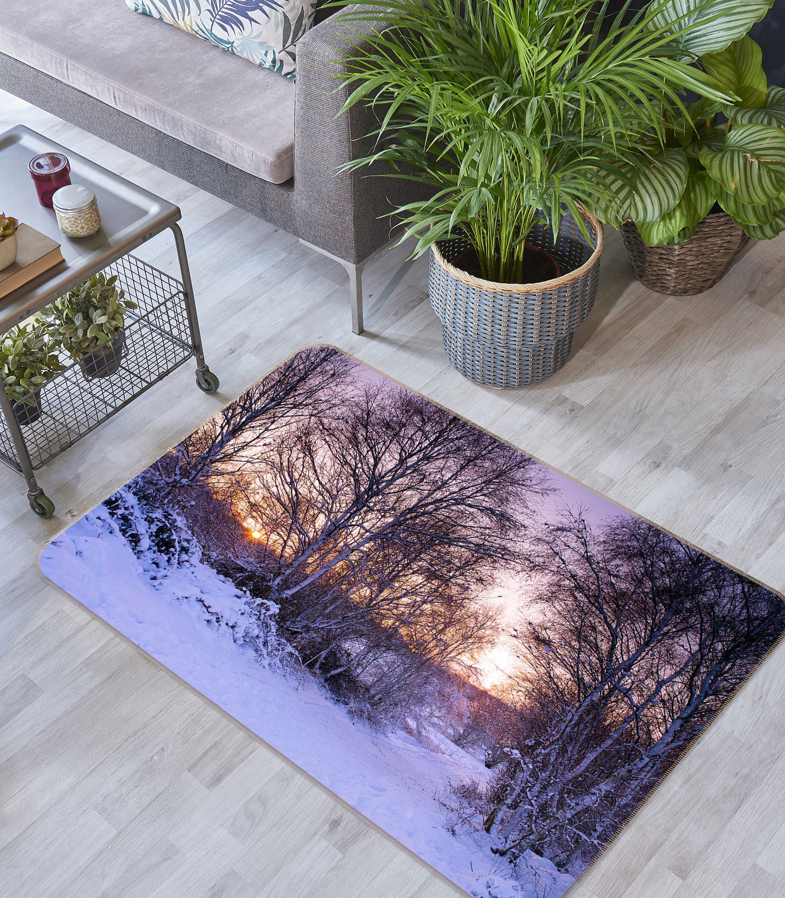 3D Snow Forest 1002 Assaf Frank Rug Non Slip Rug Mat