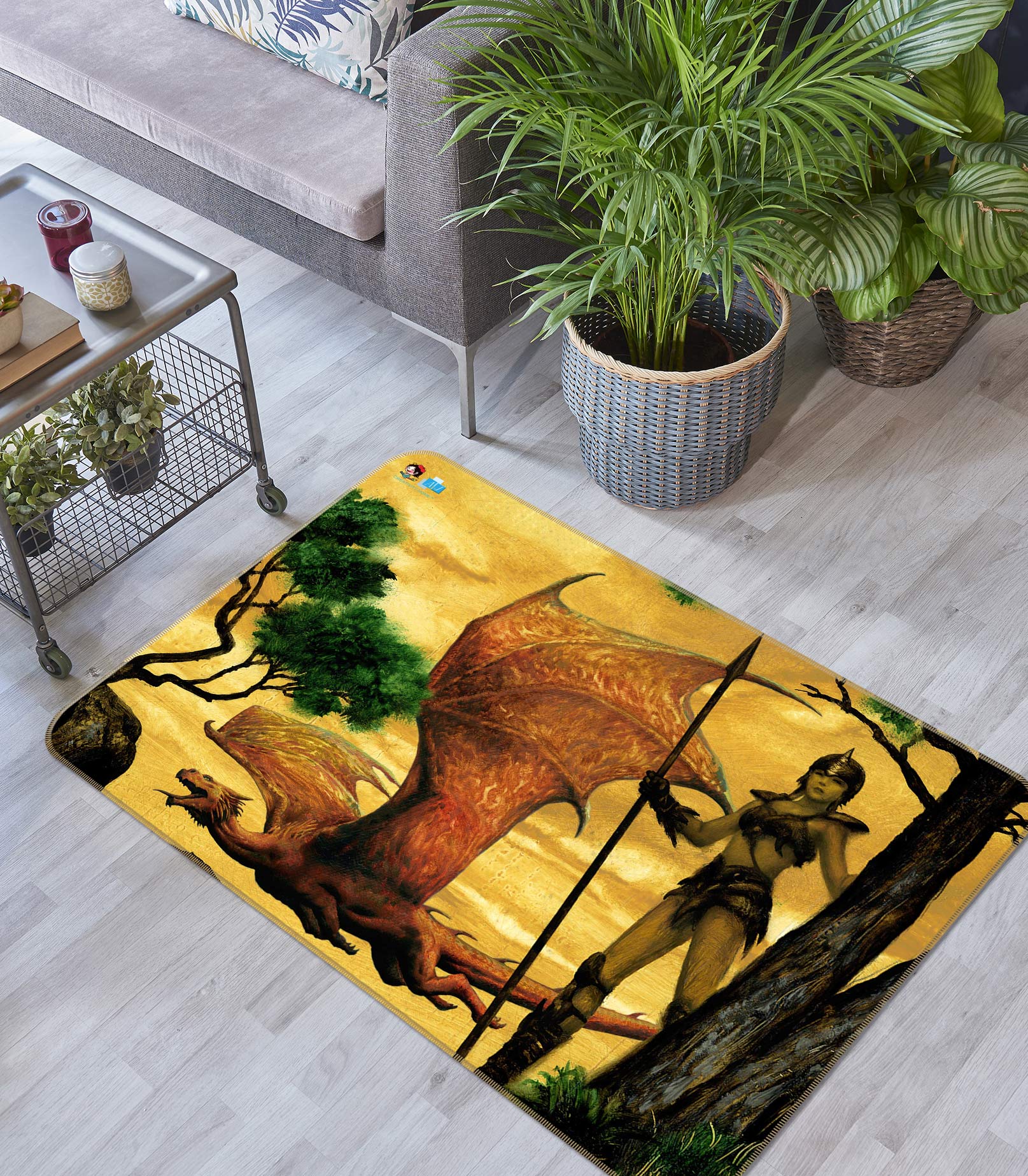 3D Pterosaur 5158 Ciruelo Rug Non Slip Rug Mat