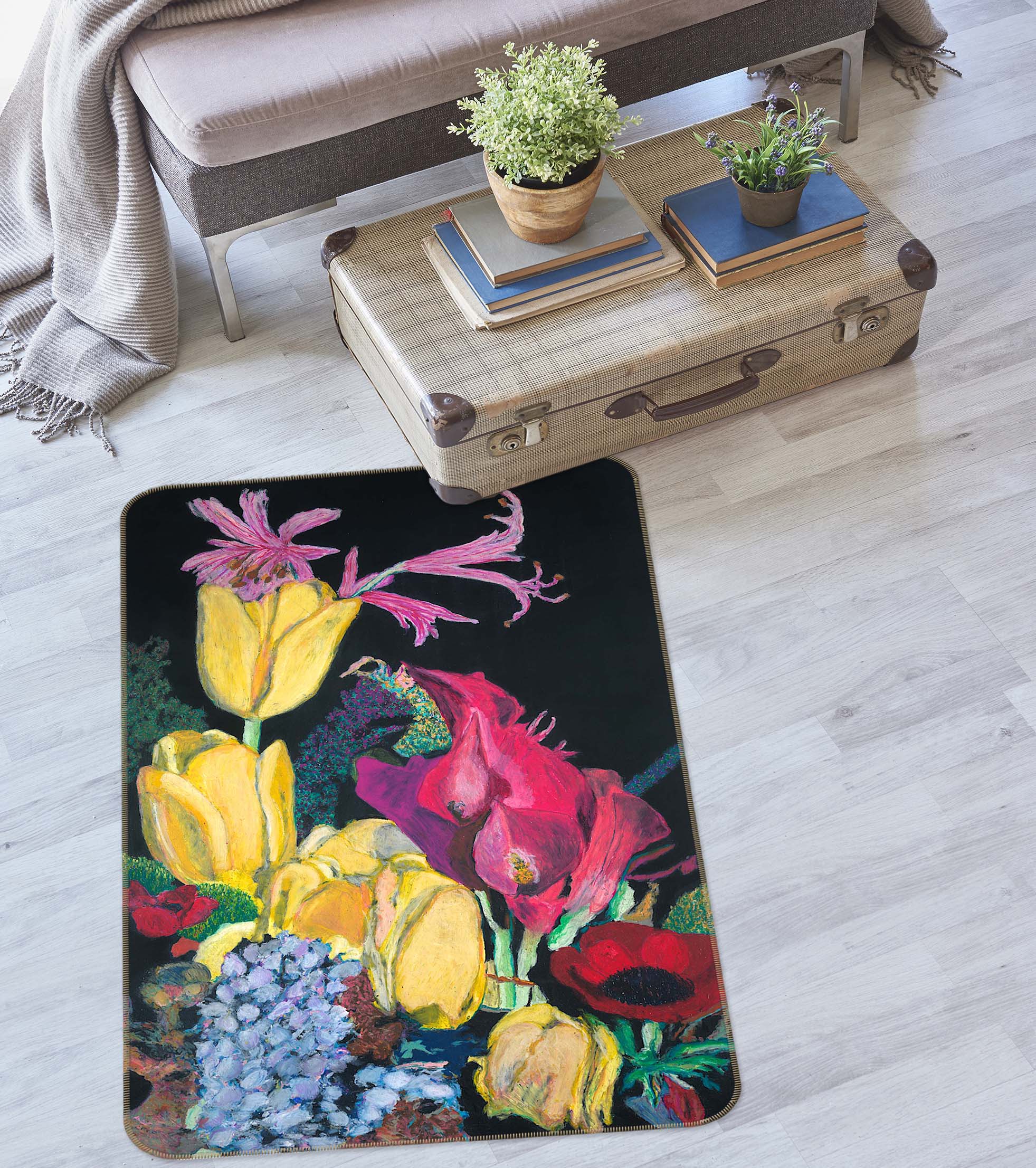 3D Colorful Garden 3044 Allan P. Friedlander Rug Non Slip Rug Mat