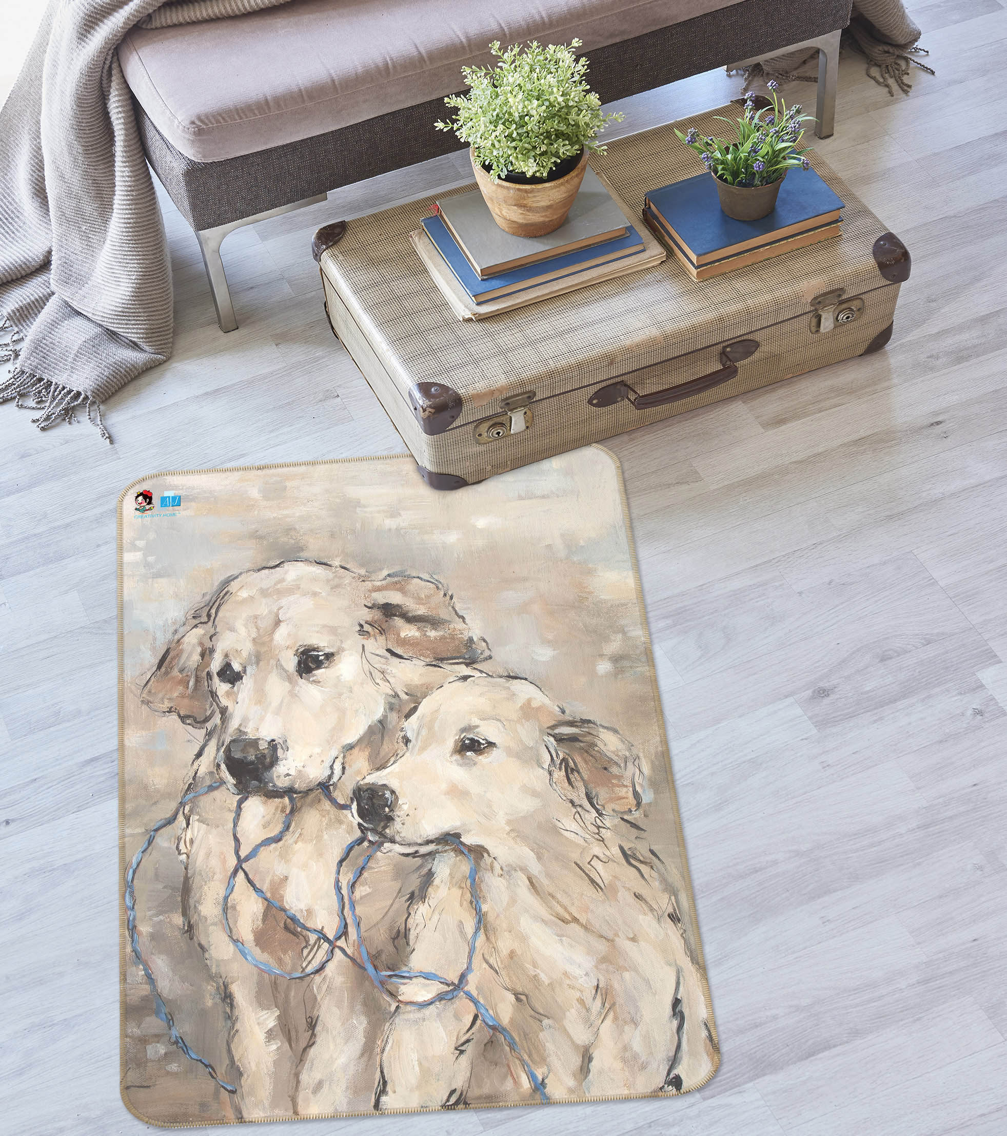 3D Dog 0174 Debi Coules Rug Non Slip Rug Mat