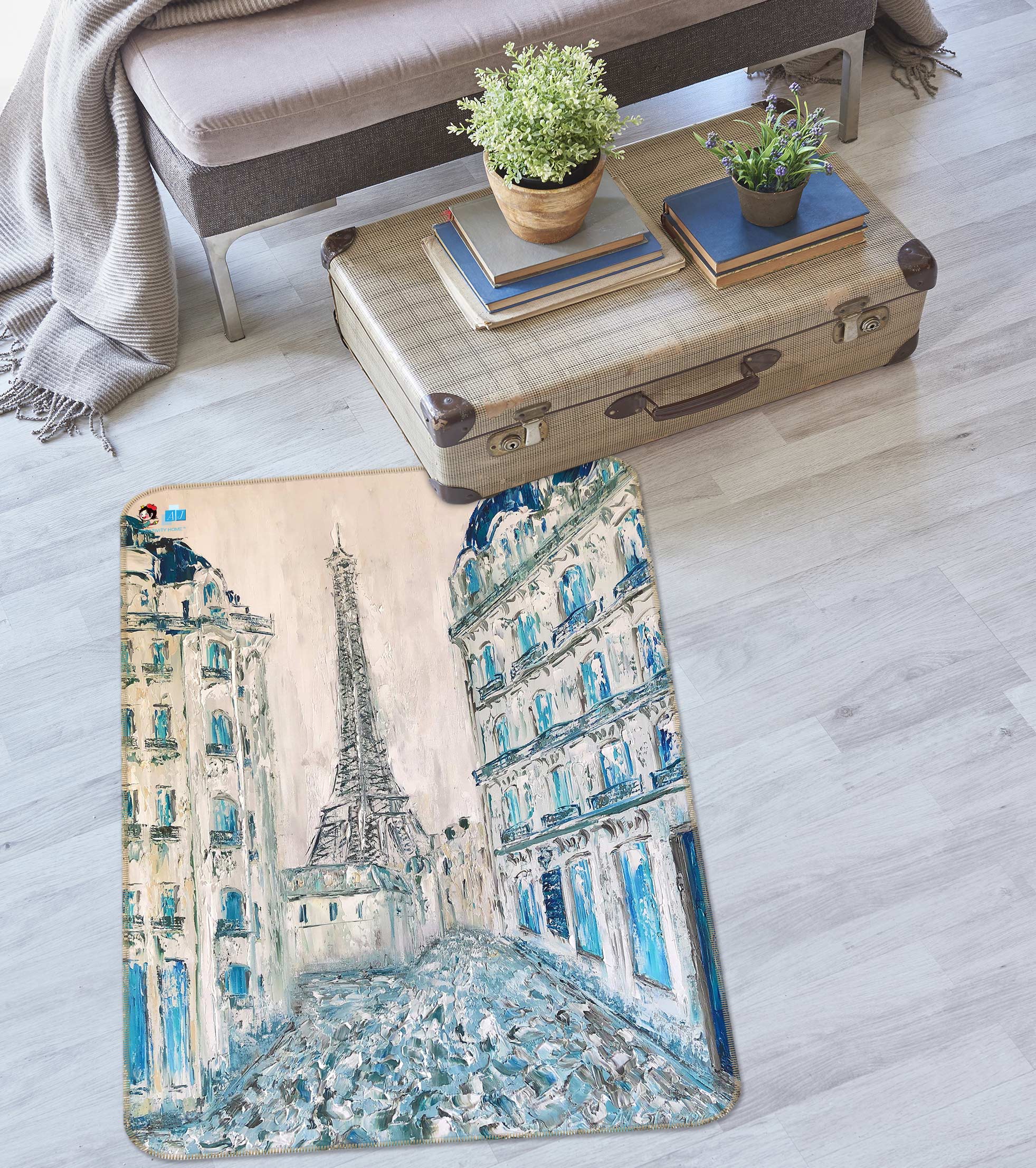 3D Eiffel Tower 1166 Skromova Marina Rug Non Slip Rug Mat