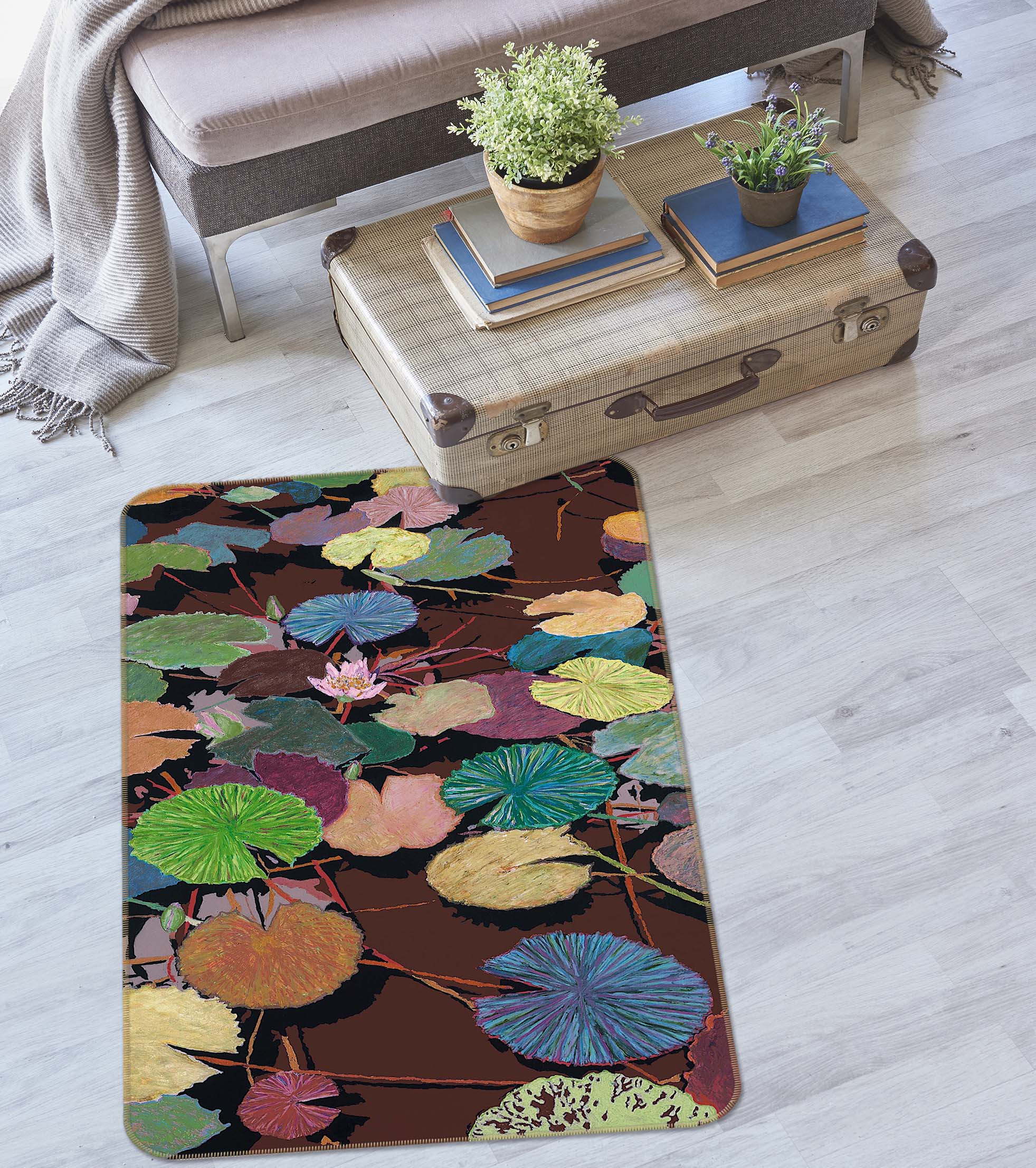 3D Lotus Leaf Withered 3039 Allan P. Friedlander Rug Non Slip Rug Mat