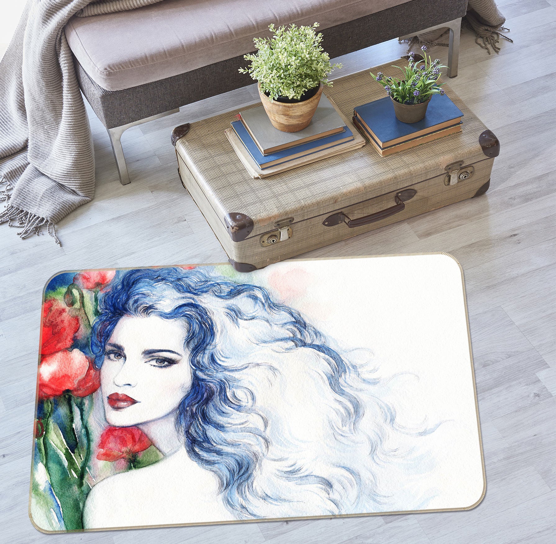 3D Lady Rose 1046 Non Slip Rug Mat