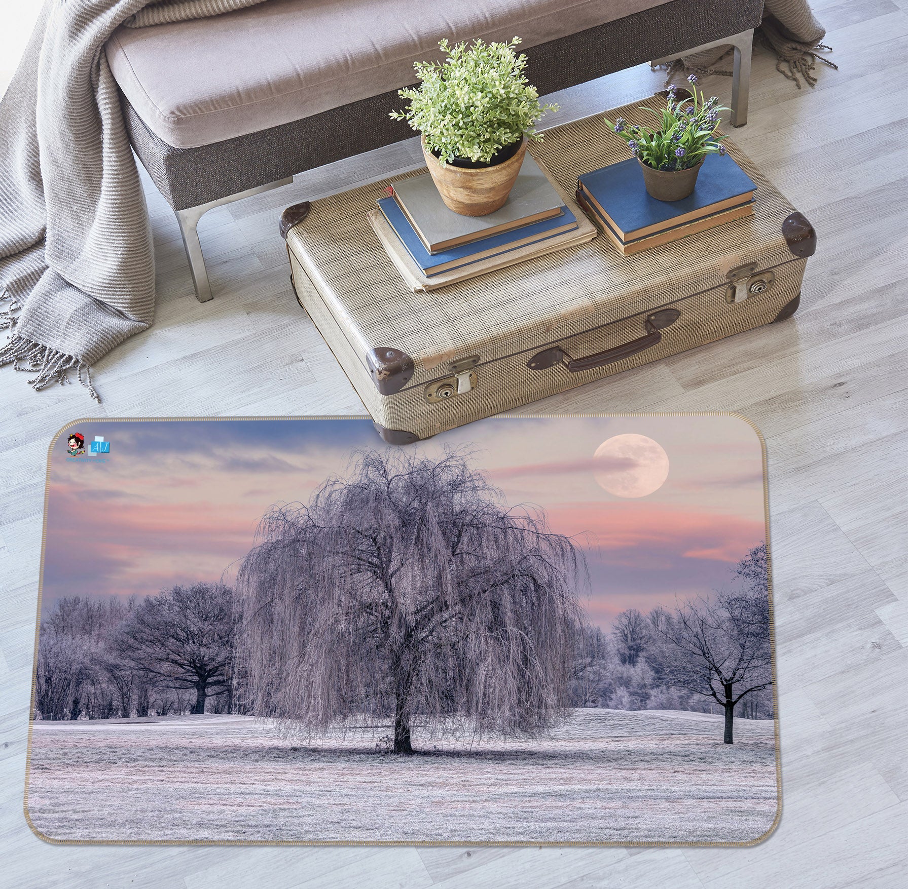 3D Winter Tree 6713 Assaf Frank Rug Non Slip Rug Mat