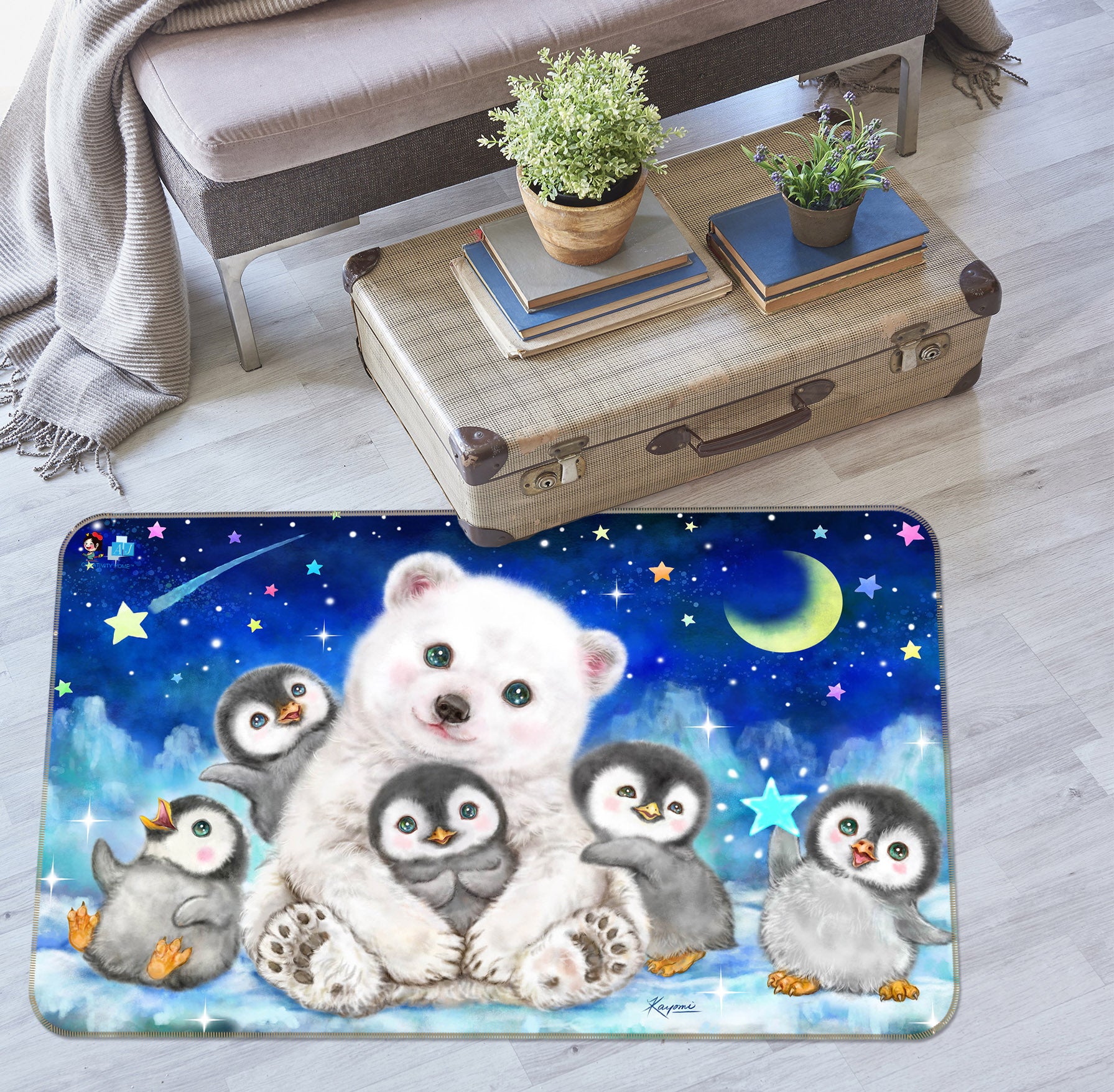 3D Cute Bear Penguin 5738 Kayomi Harai Rug Non Slip Rug Mat