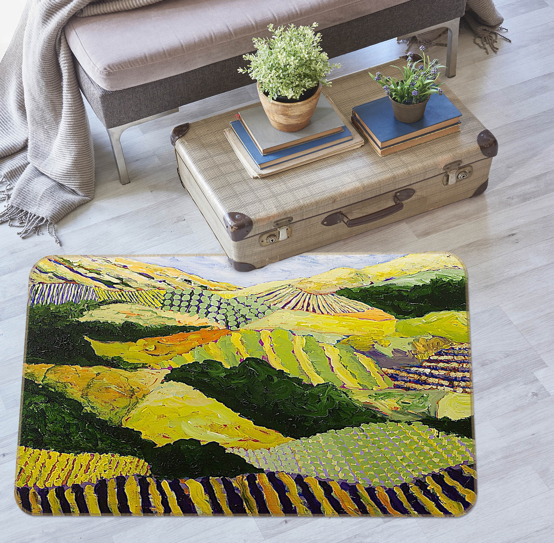 3D Delta Fields 1022 Allan P. Friedlander Rug Non Slip Rug Mat