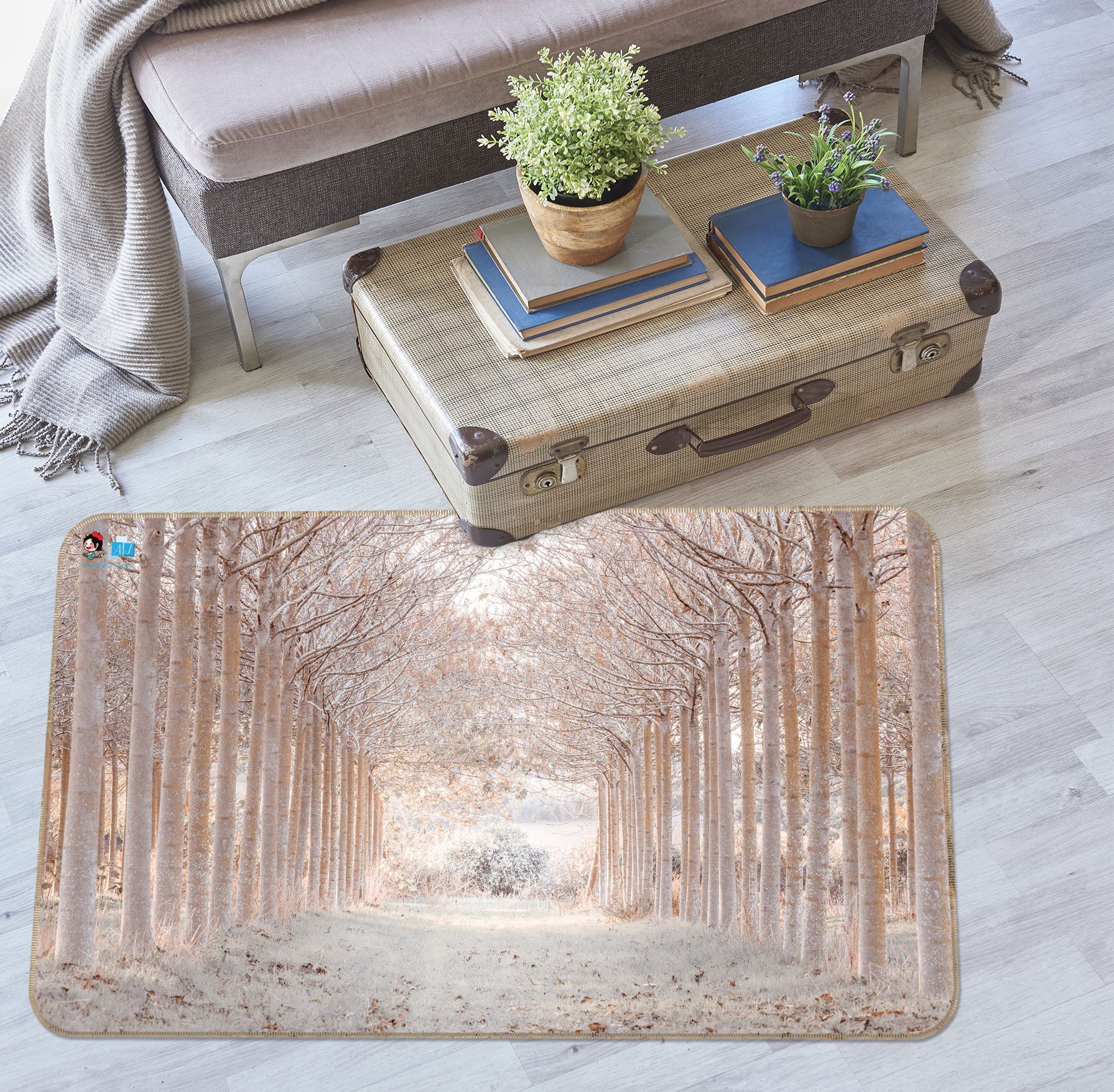 3D Winter Woods 6730 Assaf Frank Rug Non Slip Rug Mat