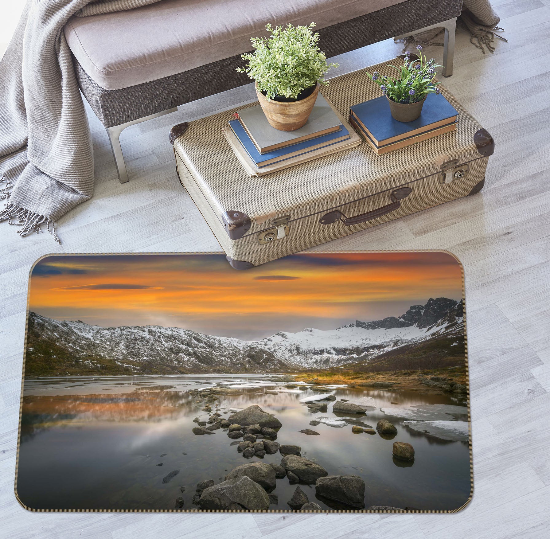 3D Glacier At Night 1127 Marco Carmassi Rug Non Slip Rug Mat