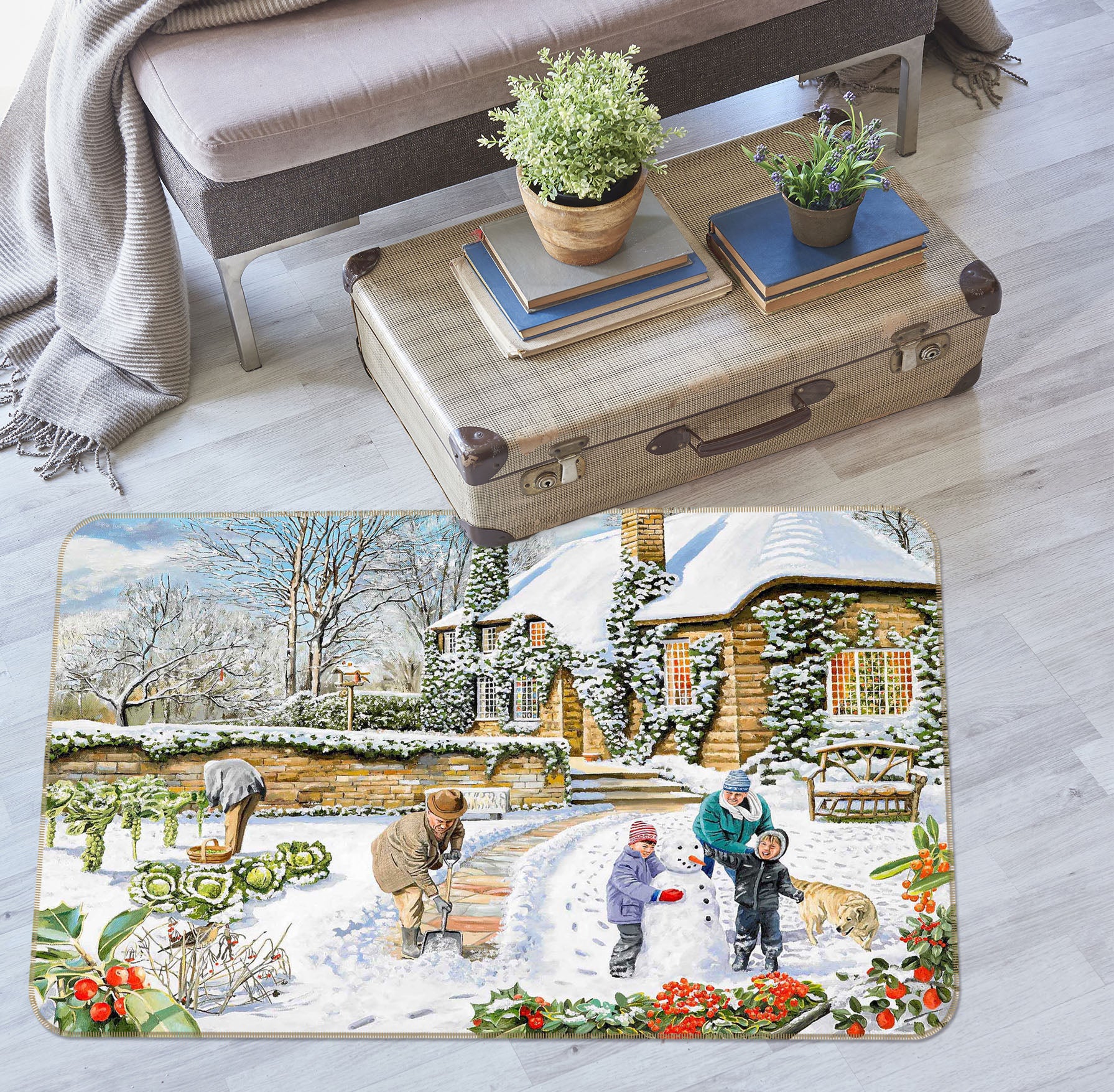 3D Snowball Fight 1053 Trevor Mitchell Rug Non Slip Rug Mat