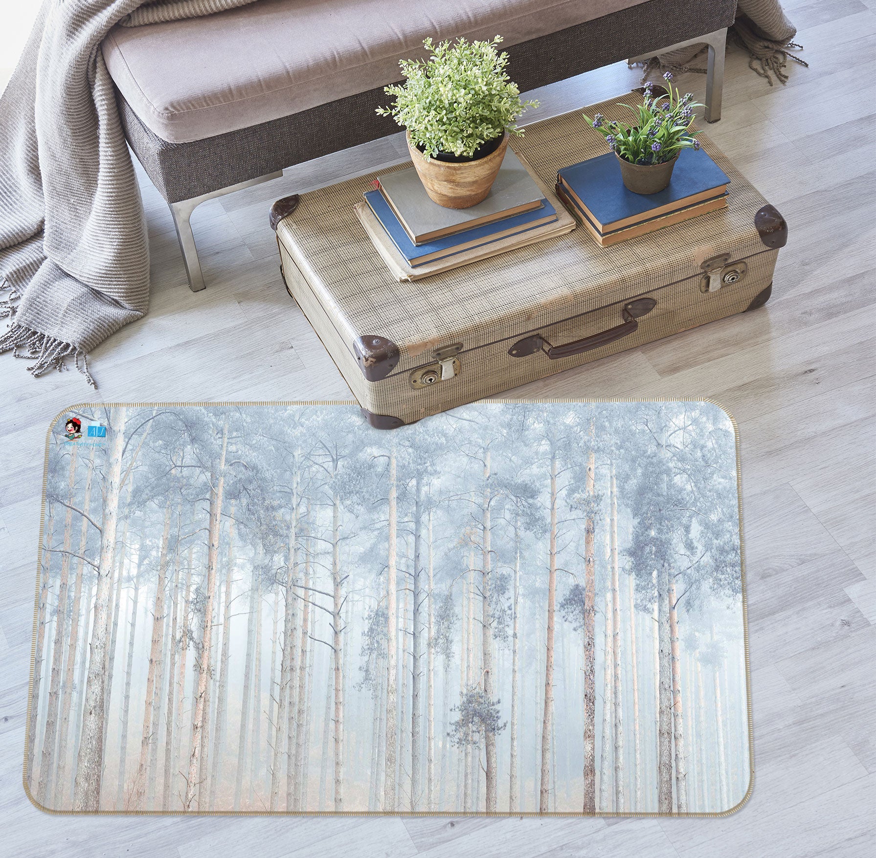 3D Tree Leaves 6893 Assaf Frank Rug Non Slip Rug Mat