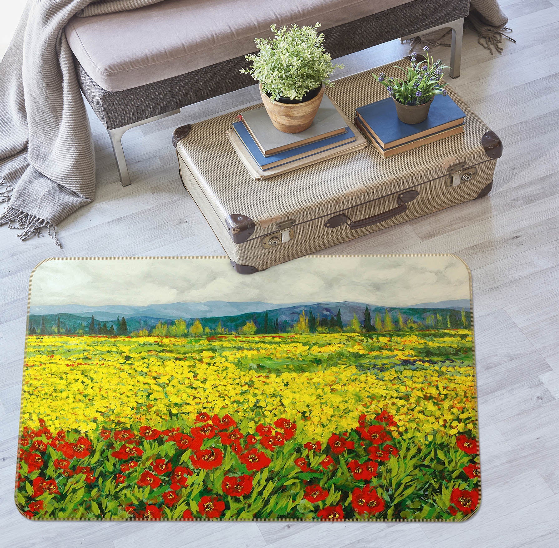 3D Manshan Flowers 1001 Allan P. Friedlander Rug Non Slip Rug Mat