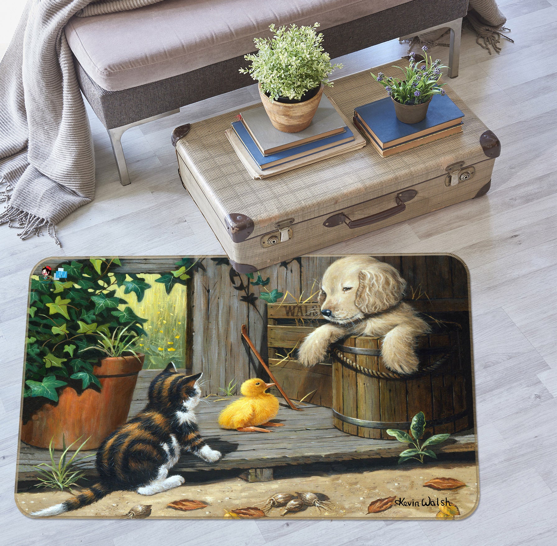 3D Animal Friends 753 Kevin Walsh Rug Non Slip Rug Mat