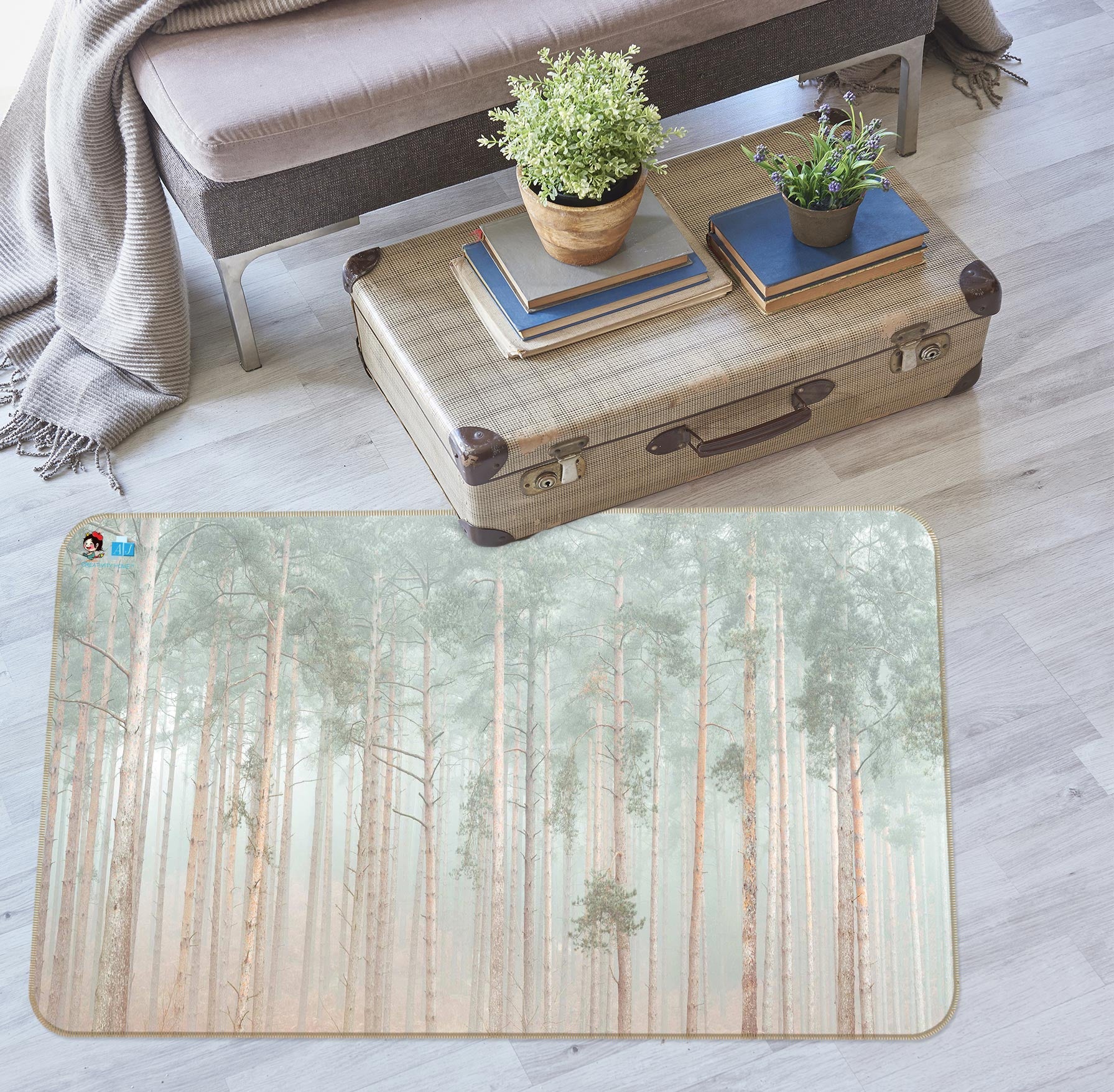 3D Green Trees 6892 Assaf Frank Rug Non Slip Rug Mat