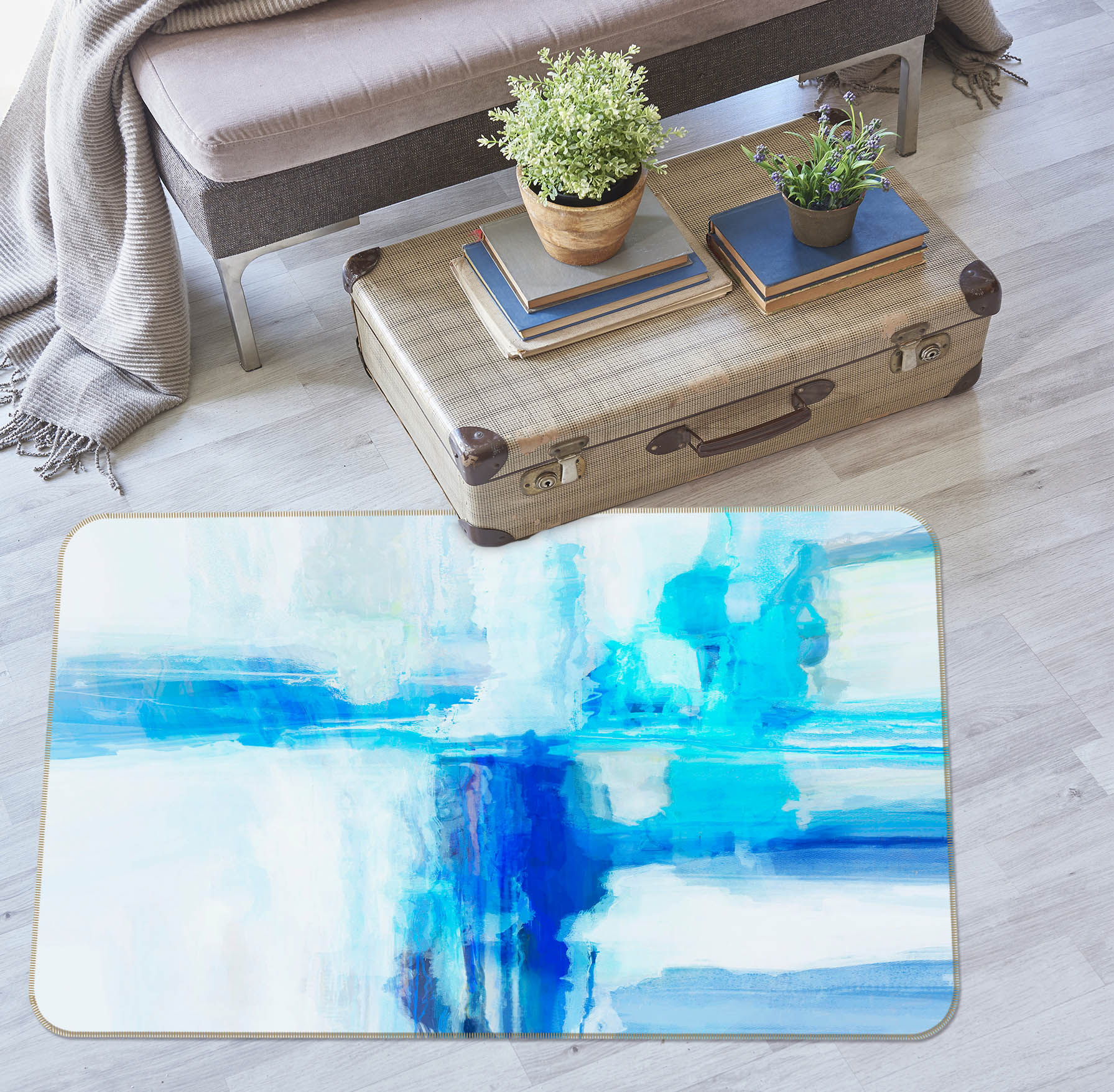 3D Blue Graffiti 1024 Michael Tienhaara Rug Non Slip Rug Mat