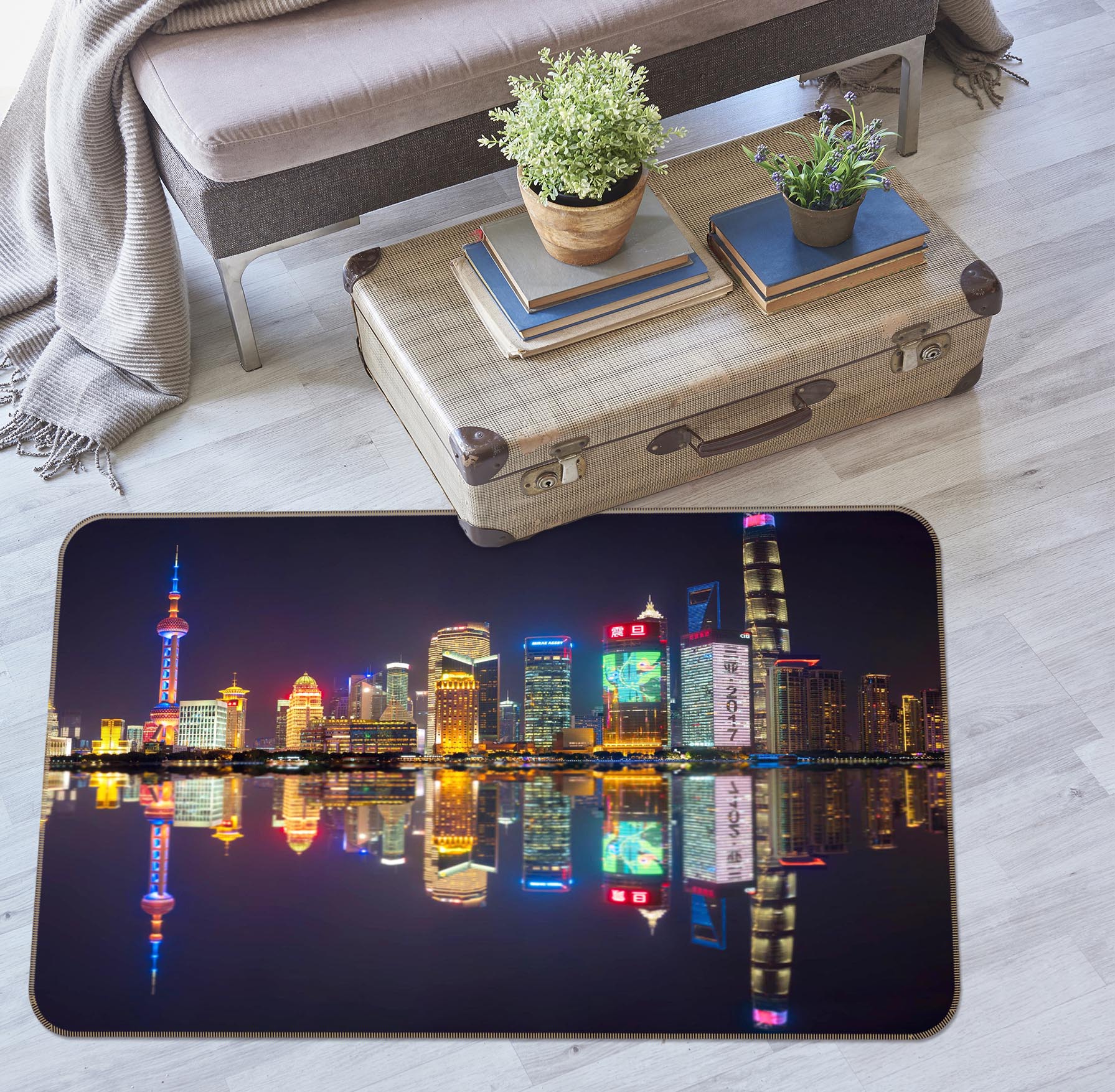 3D City Lights 1122 Marco Carmassi Rug Non Slip Rug Mat