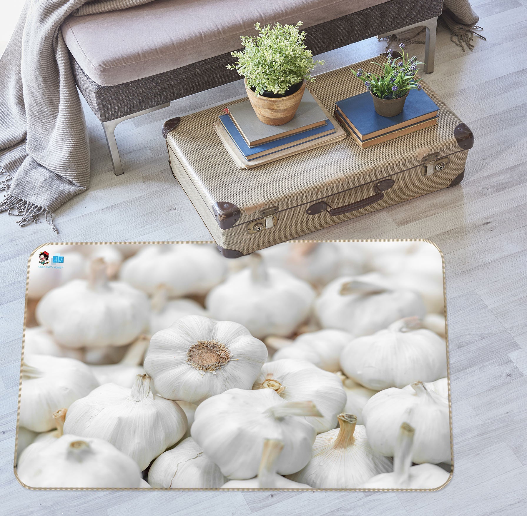 3D Kitchen Garlic 6849 Assaf Frank Rug Non Slip Rug Mat