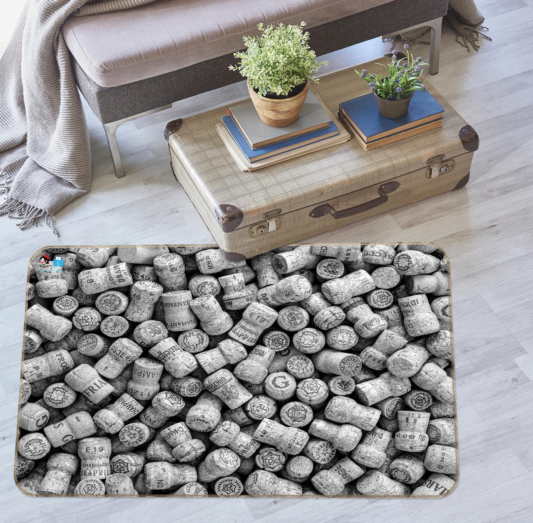 3D Gray Bottle 6880 Assaf Frank Rug Non Slip Rug Mat