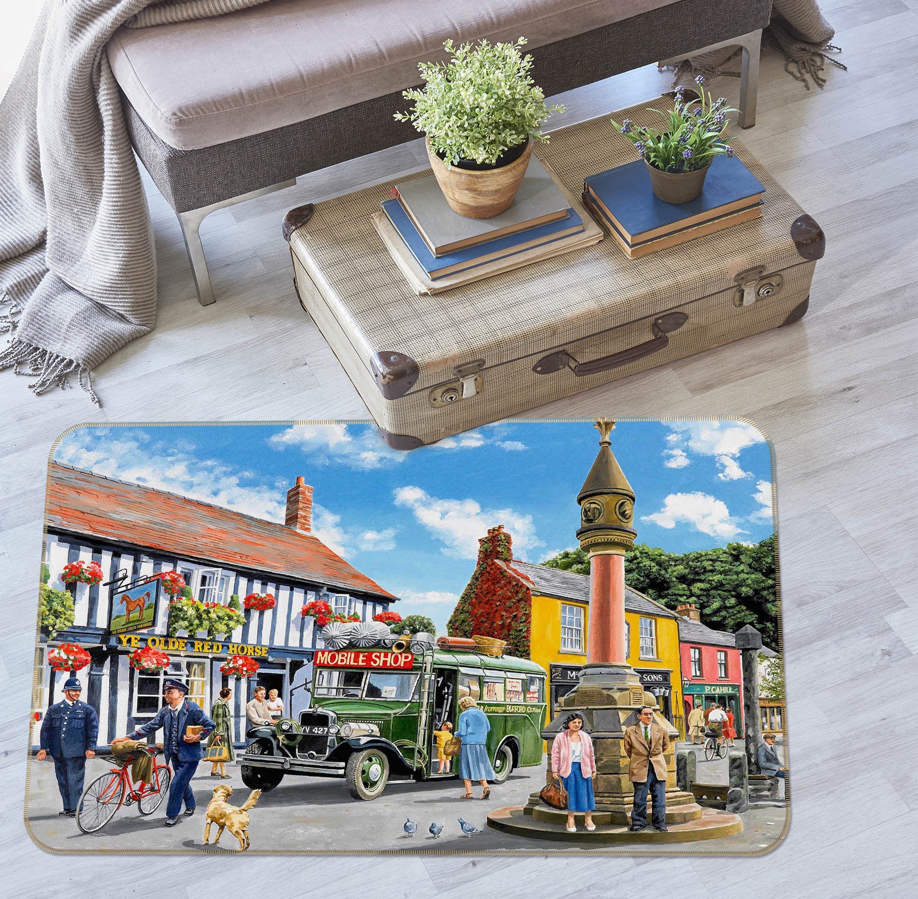 3D In The Market Place 1081 Trevor Mitchell Rug Non Slip Rug Mat