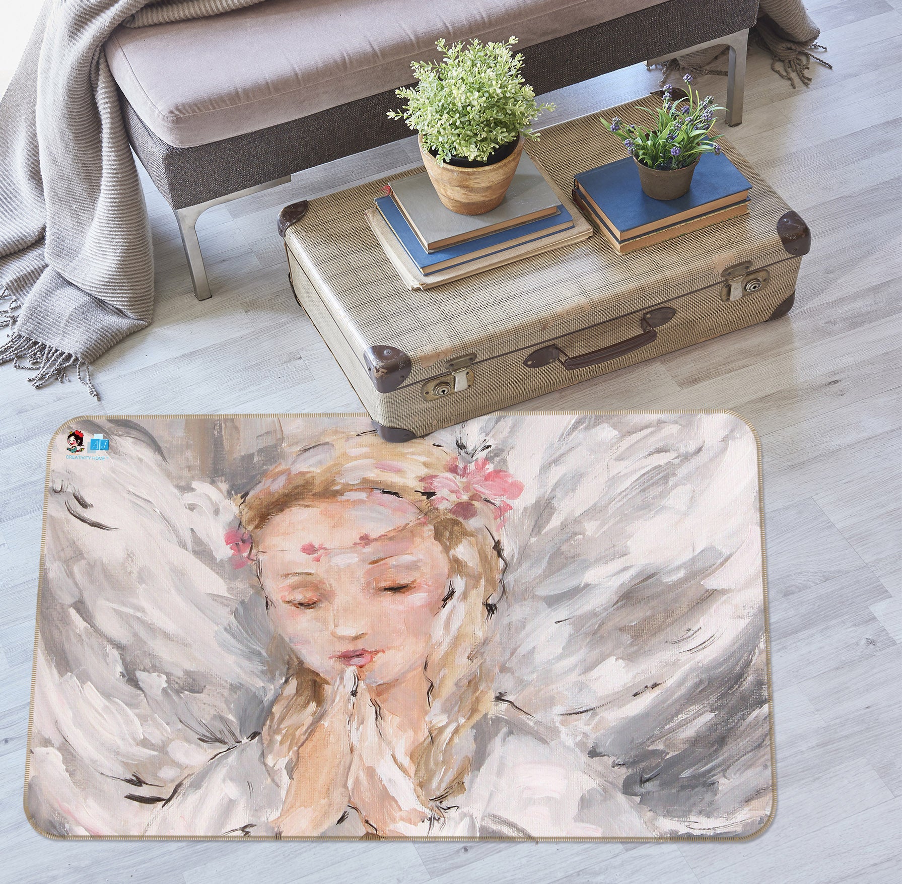 3D Girl Angel 0158 Debi Coules Rug Non Slip Rug Mat