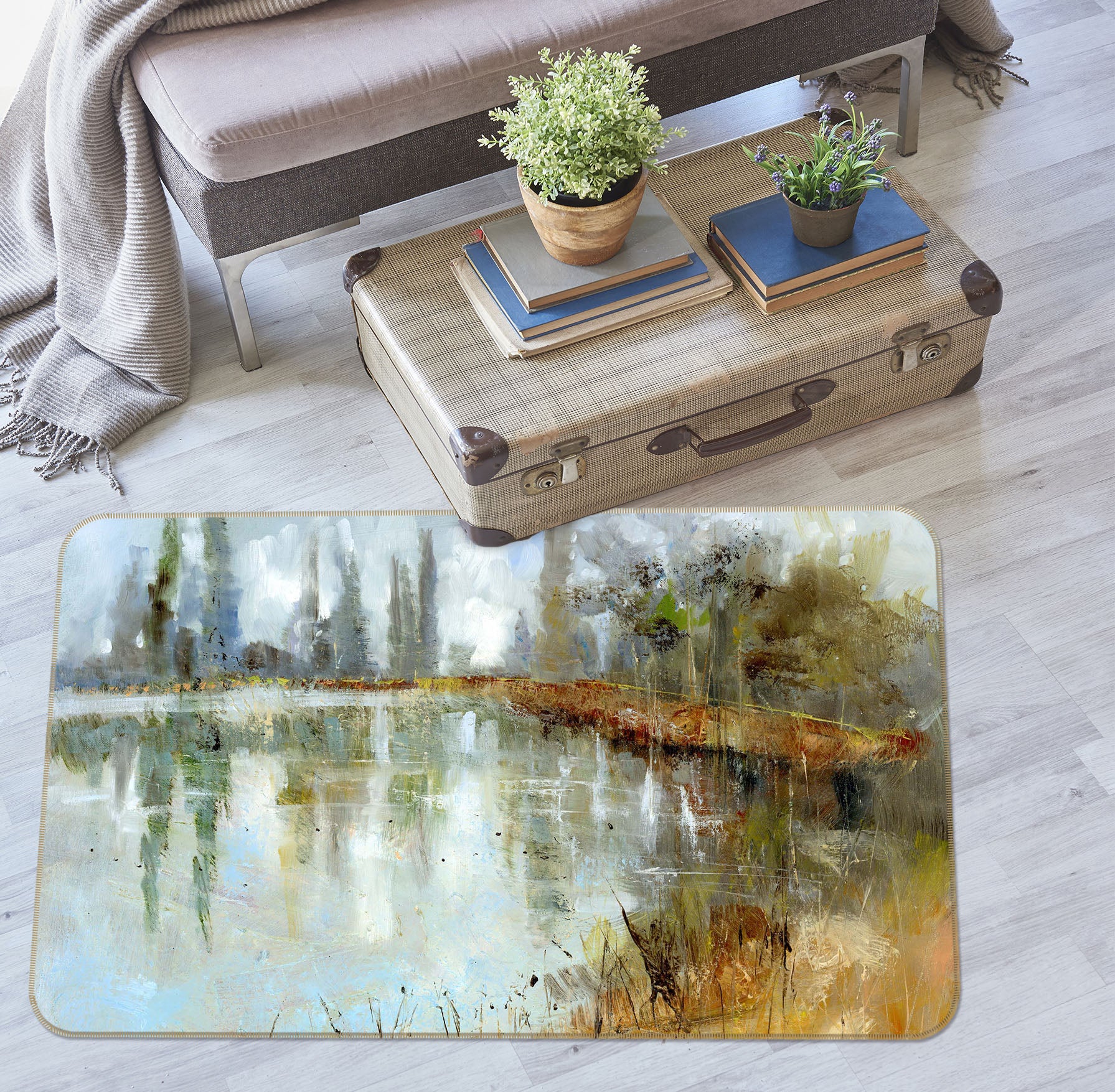 3D Country Road 1012 Anne Farrall Doyle Rug Non Slip Rug Mat