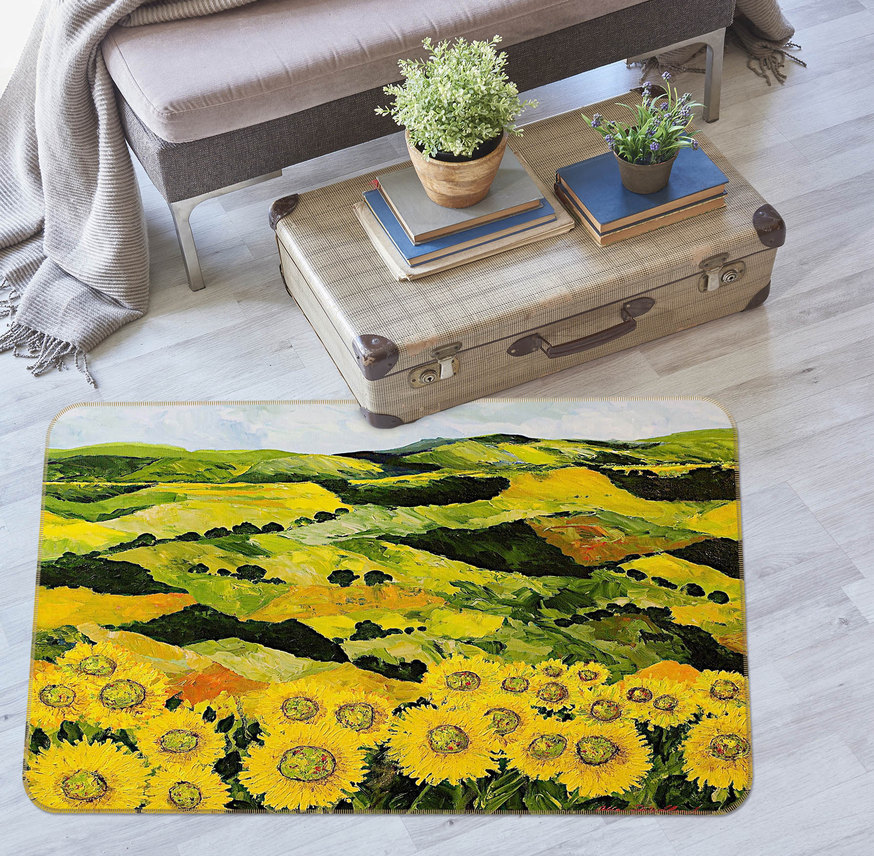 3D Sunflower Garden 1051 Allan P. Friedlander Rug Non Slip Rug Mat