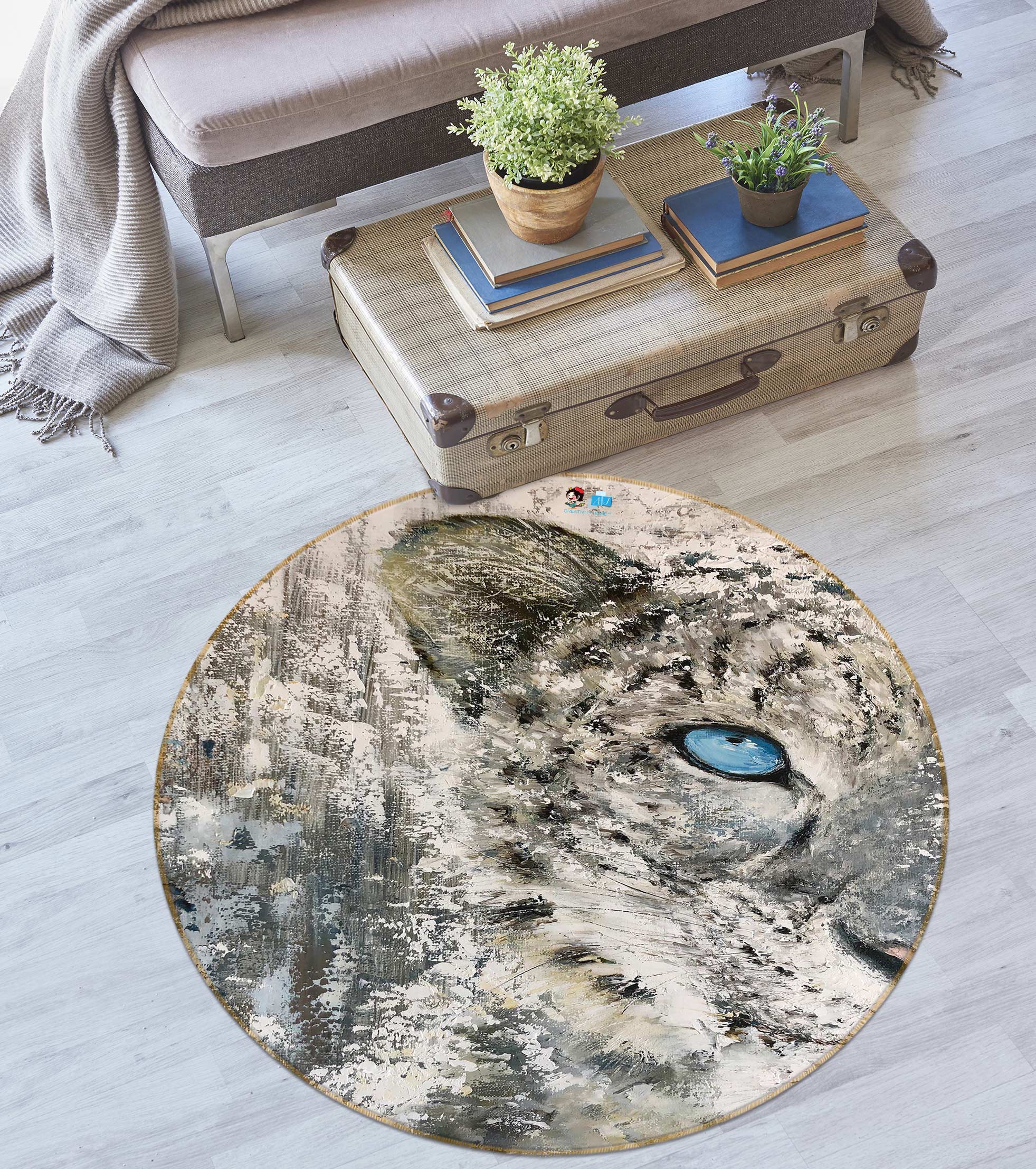 3D Leopard Eyes 813 Skromova Marina Rug Round Non Slip Rug Mat