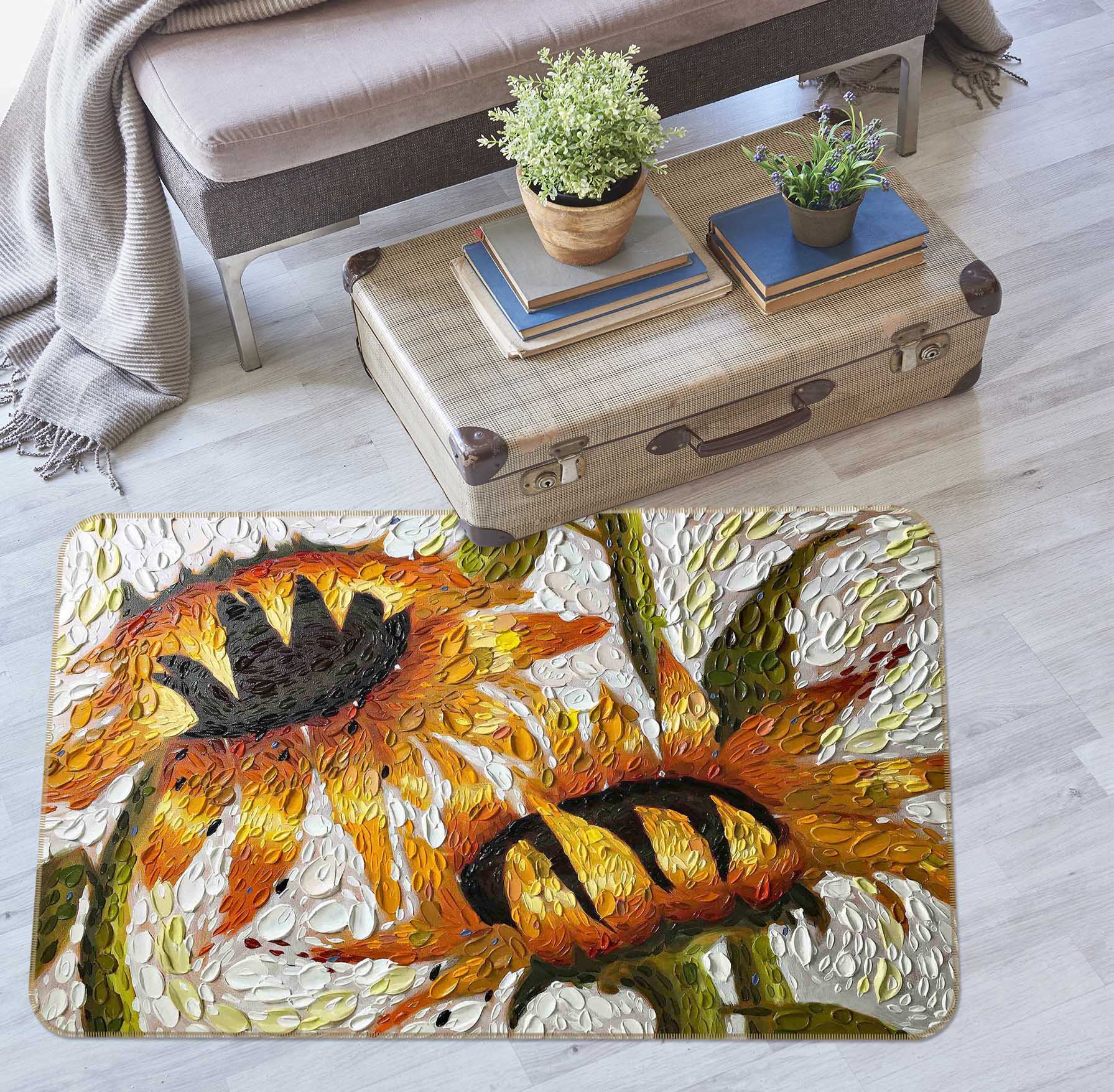 3D Sunflower 1018 Dena Tollefson Rug Non Slip Rug Mat