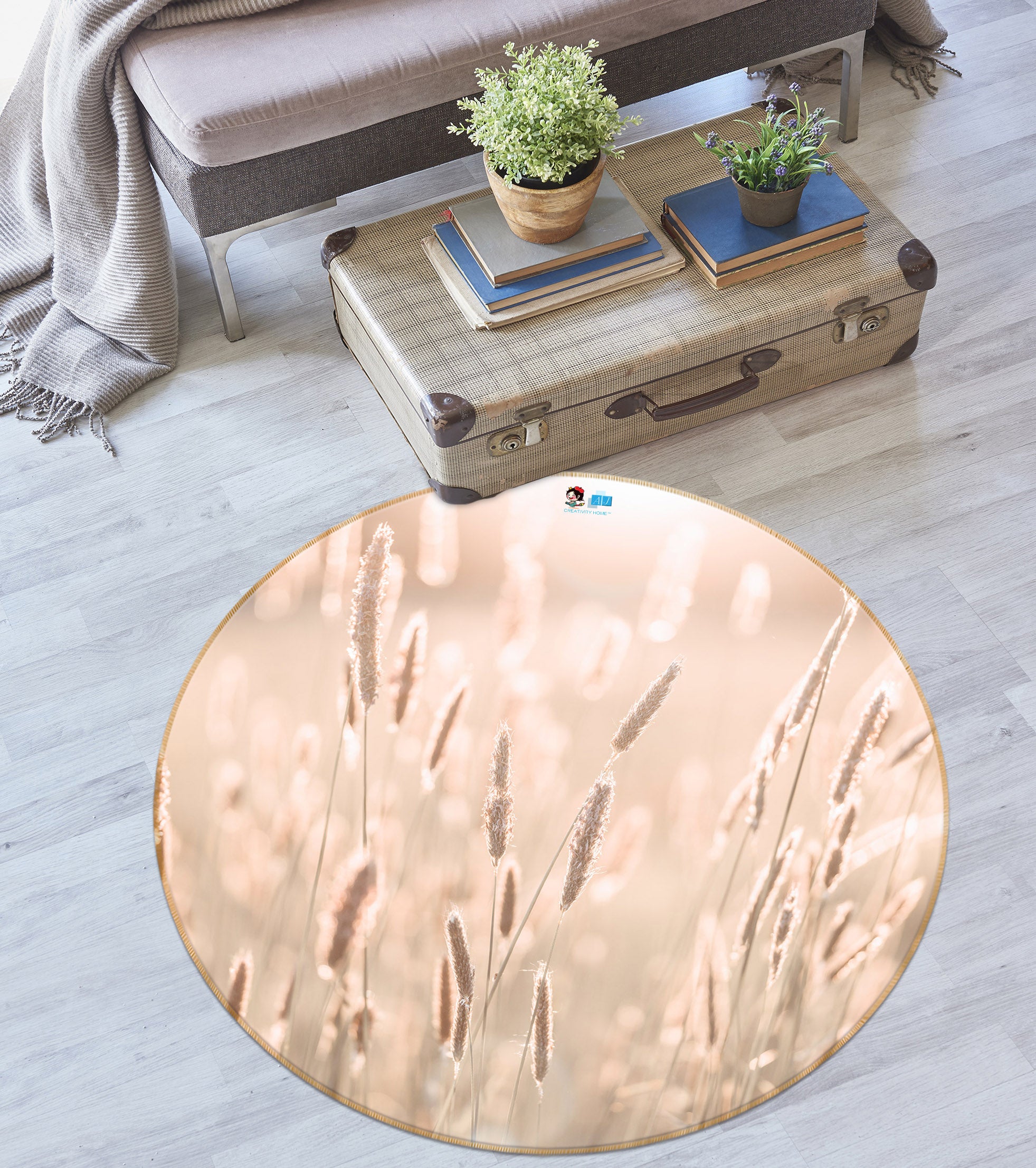 3D Autumn Grass 7346 Assaf Frank Rug Round Non Slip Rug Mat