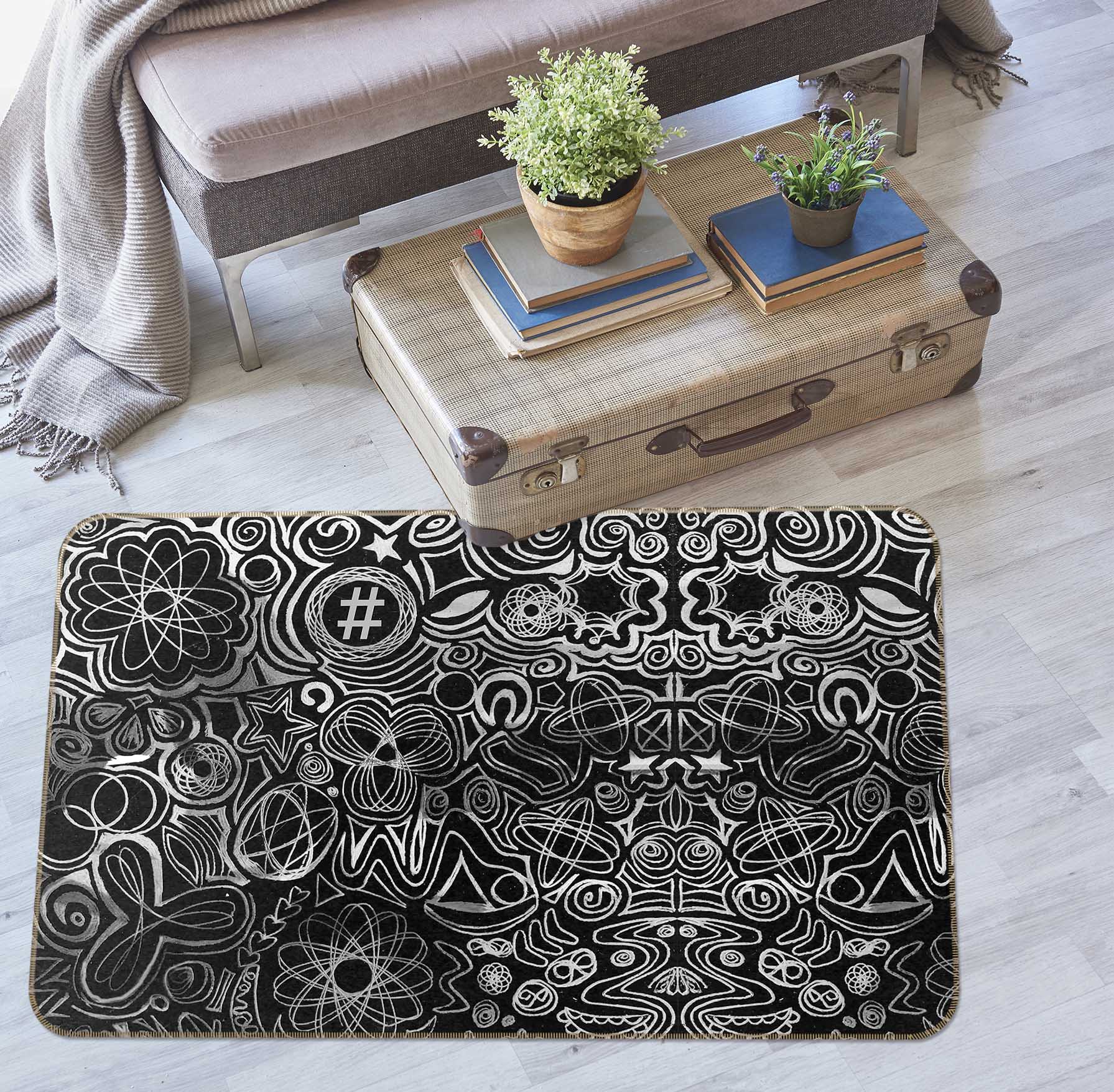 3D Line Pattern 1008 Shandra Smith Rug Non Slip Rug Mat