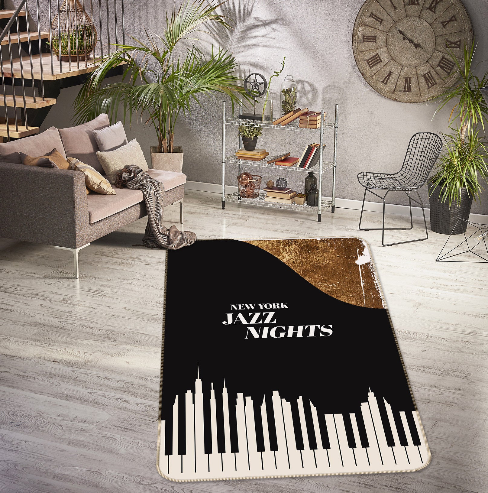 3D Black Piano Keys 1066 Boris Draschoff Rug Non Slip Rug Mat