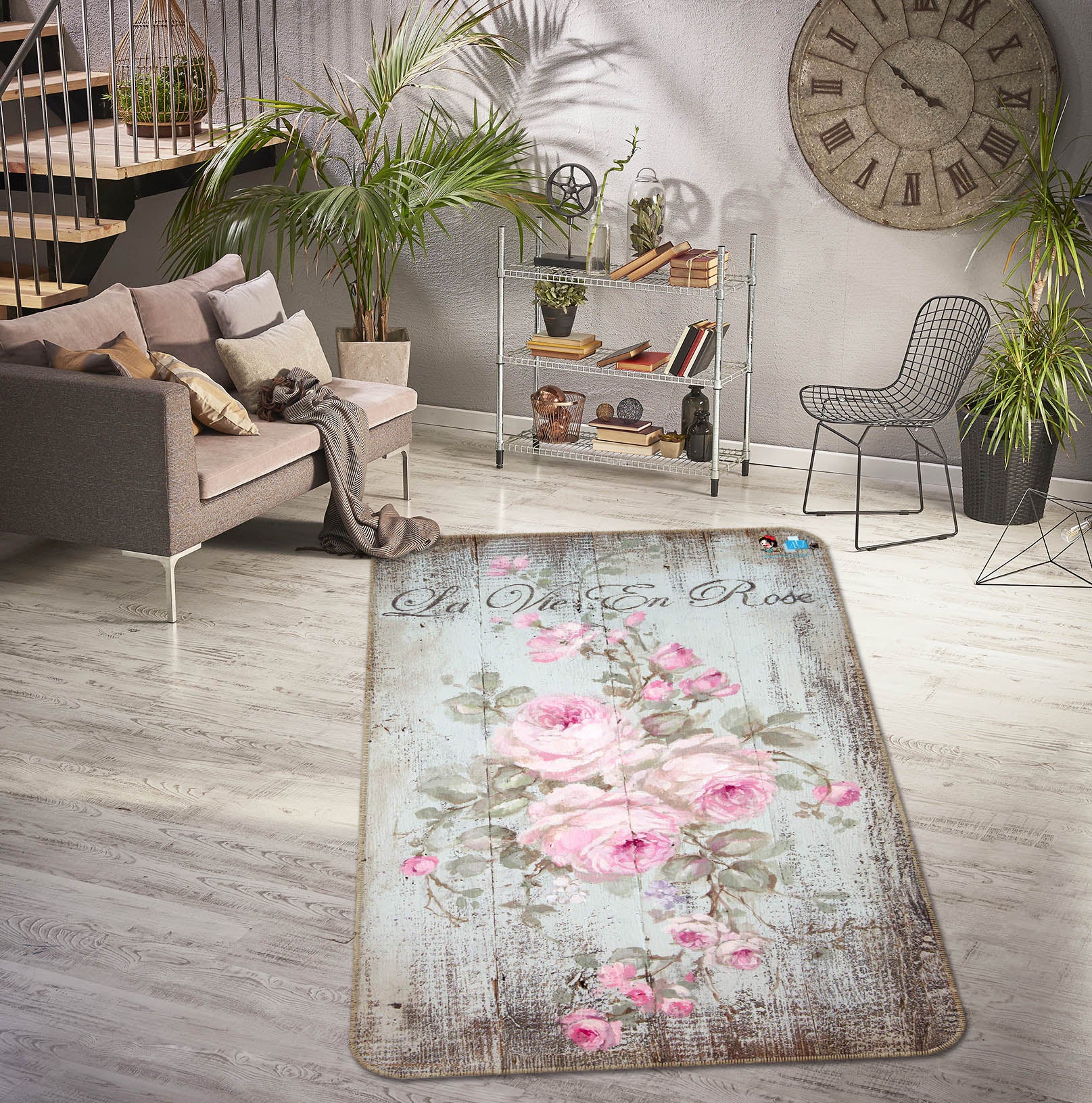 3D Pink Vine 1054 Debi Coules Rug Non Slip Rug Mat