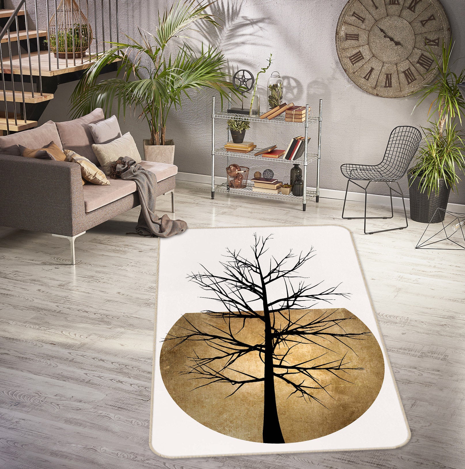 3D Moon Dead Tree 1055 Boris Draschoff Rug Non Slip Rug Mat