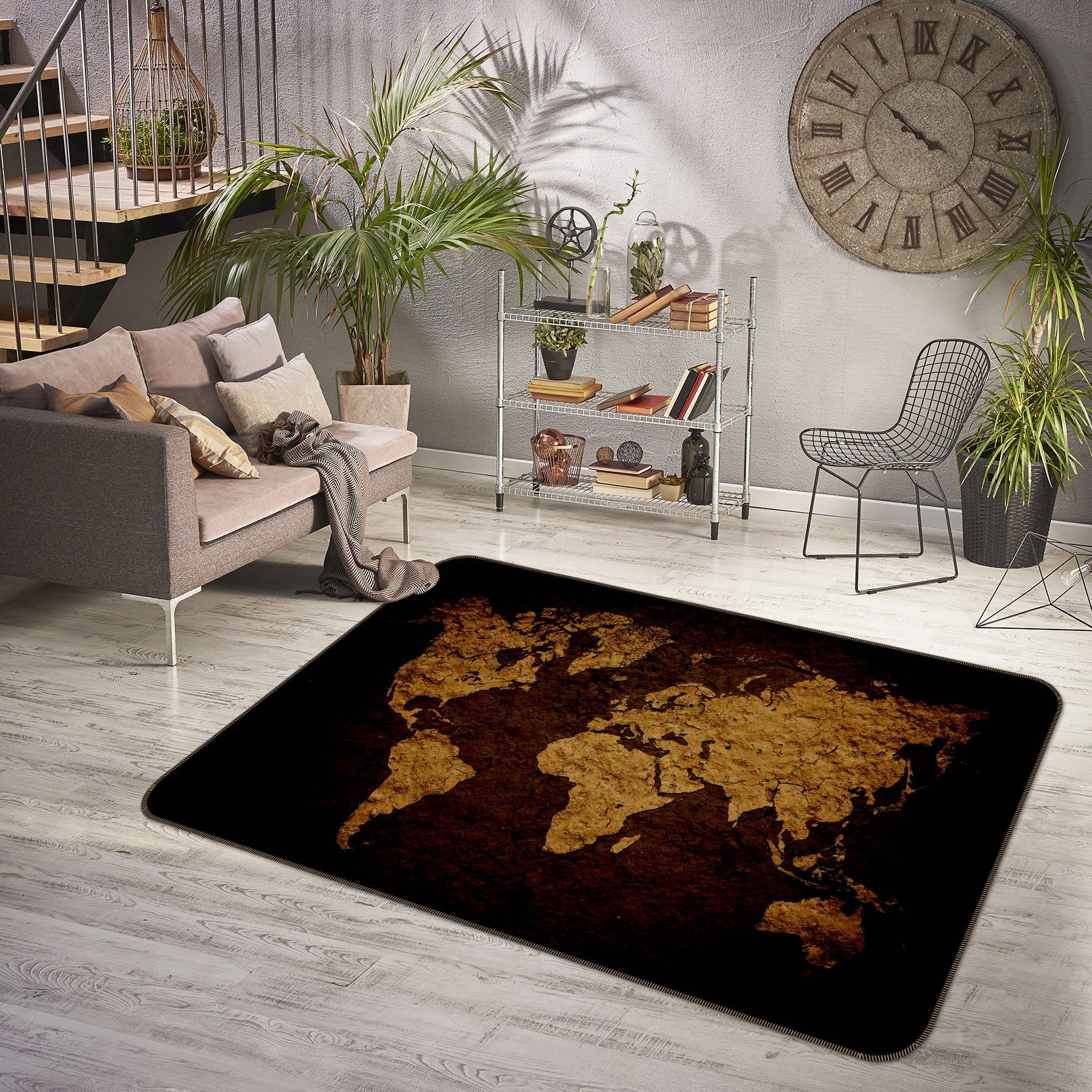 3D Golden Mountains 237 World Map Non Slip Rug Mat