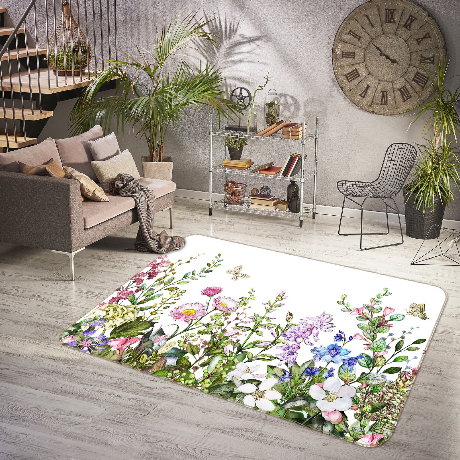 3D Butterfly Flower 1048 Non Slip Rug Mat