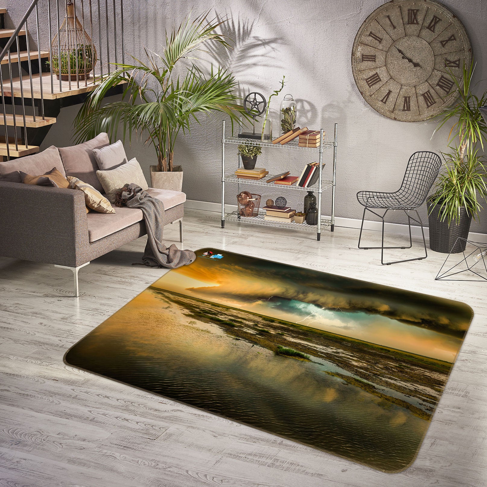 3D Cloud Lightning 5111 Beth Sheridan Rug Non Slip Rug Mat