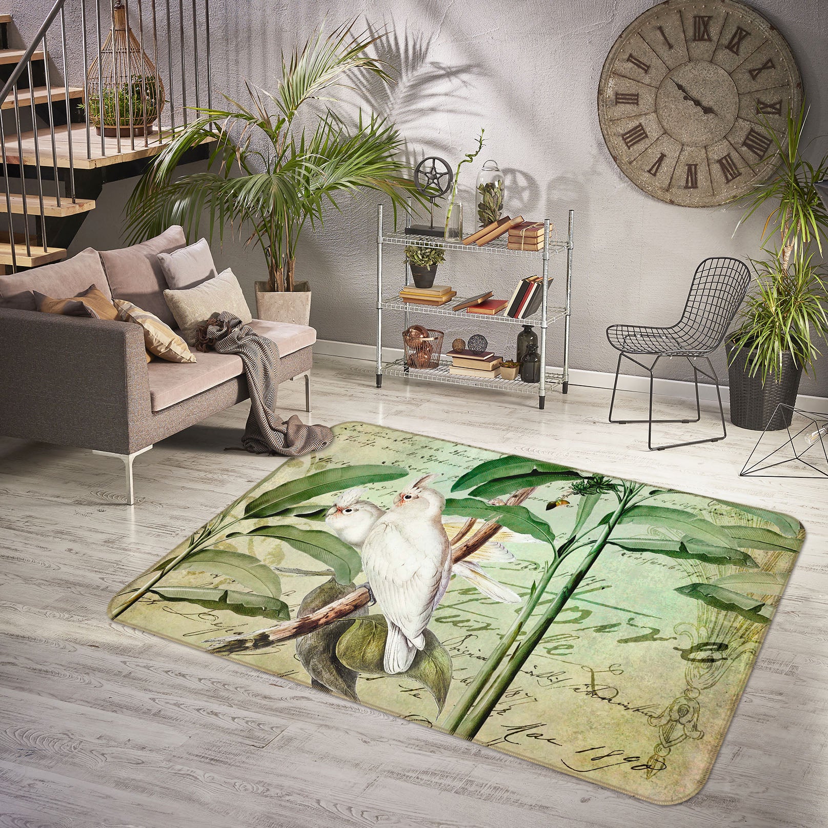 3D White Parrot 1031 Andrea haase Rug Non Slip Rug Mat