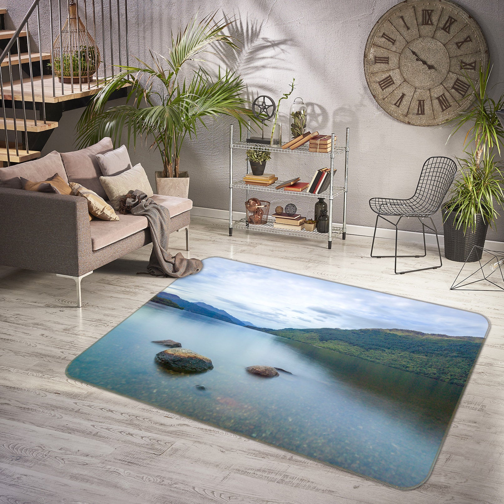 3D Stone Lake 132 Assaf Frank Rug Non Slip Rug Mat