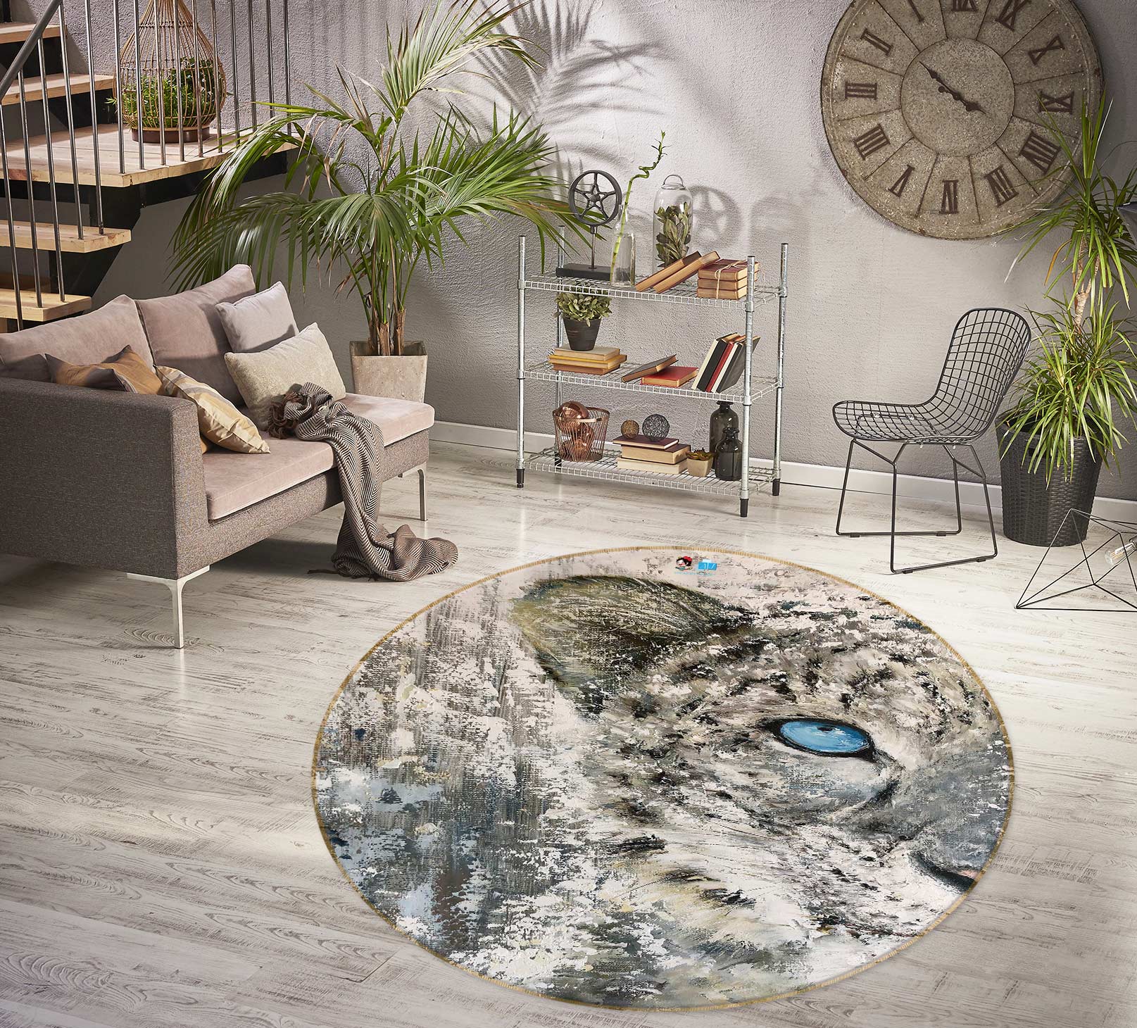 3D Leopard Eyes 813 Skromova Marina Rug Round Non Slip Rug Mat